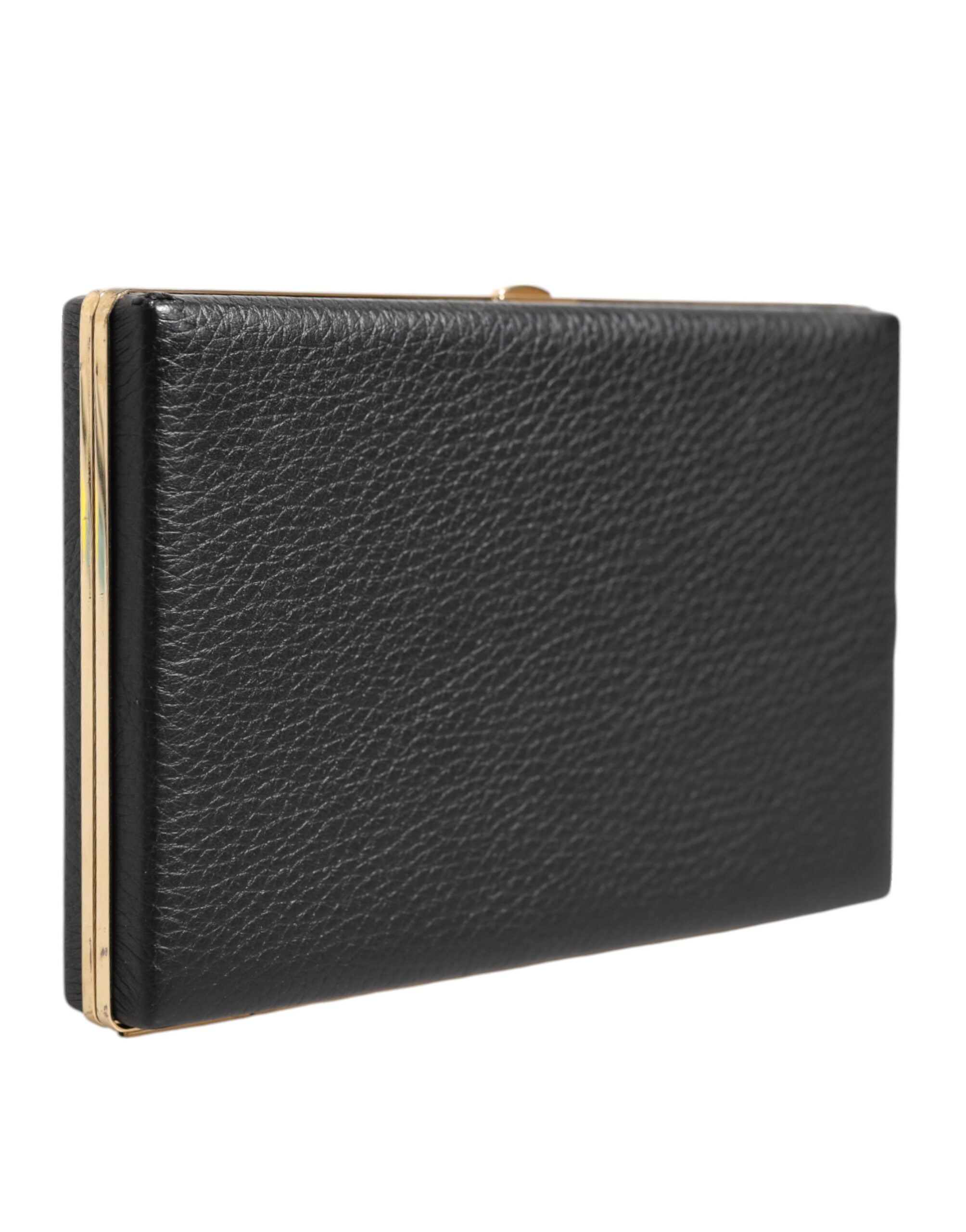 Dolce & Gabbana Black Leather Gold Frame Clutch Evening Party Purse Men's Bag (Pre-Owned)