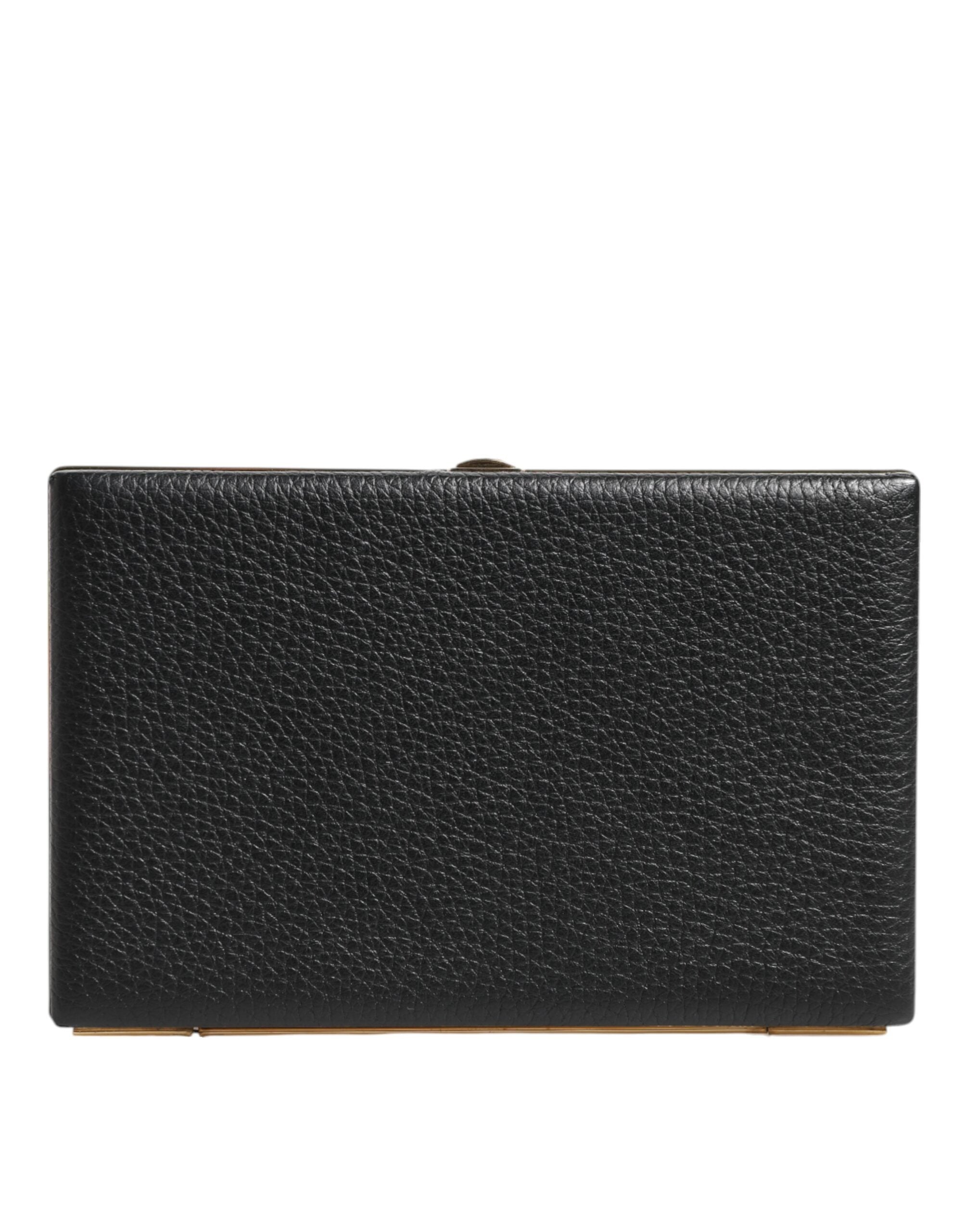 Dolce & Gabbana Black Leather Gold Frame Clutch Evening Party Purse Men's Bag (Pre-Owned)