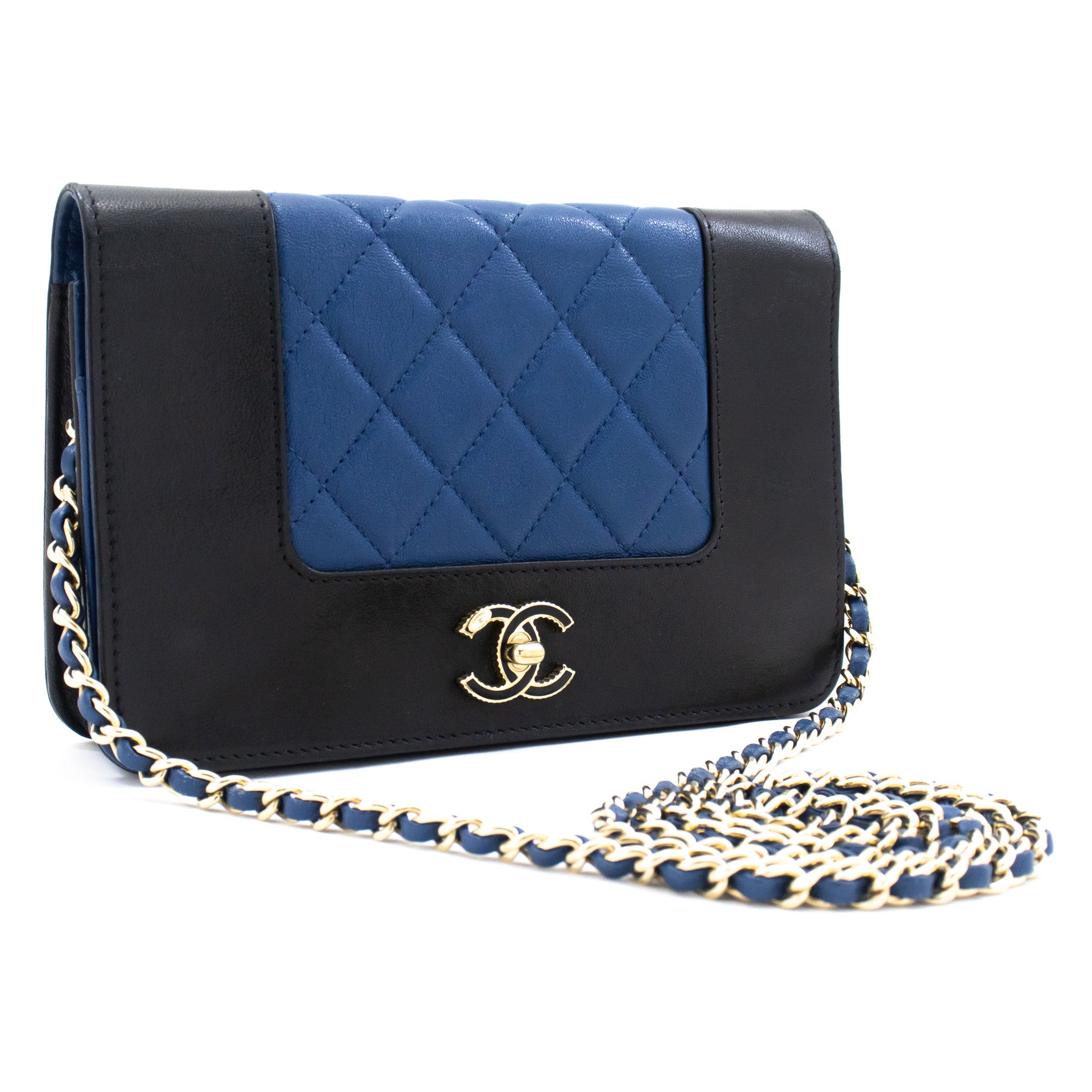 Chanel Wallet On Chain Blue Leather Wallet (Pre-Owned)