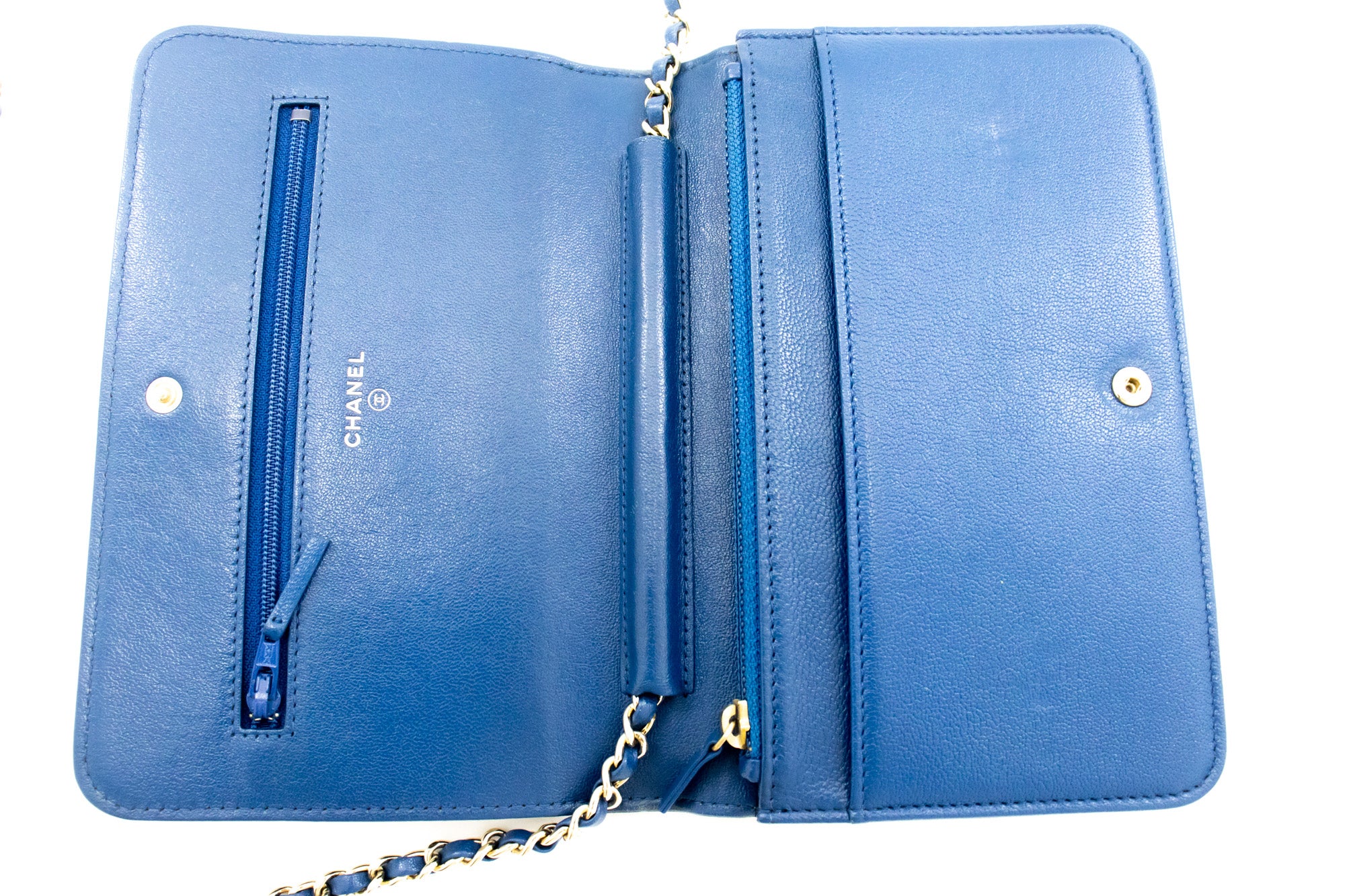 Chanel Wallet On Chain Blue Leather Wallet (Pre-Owned)