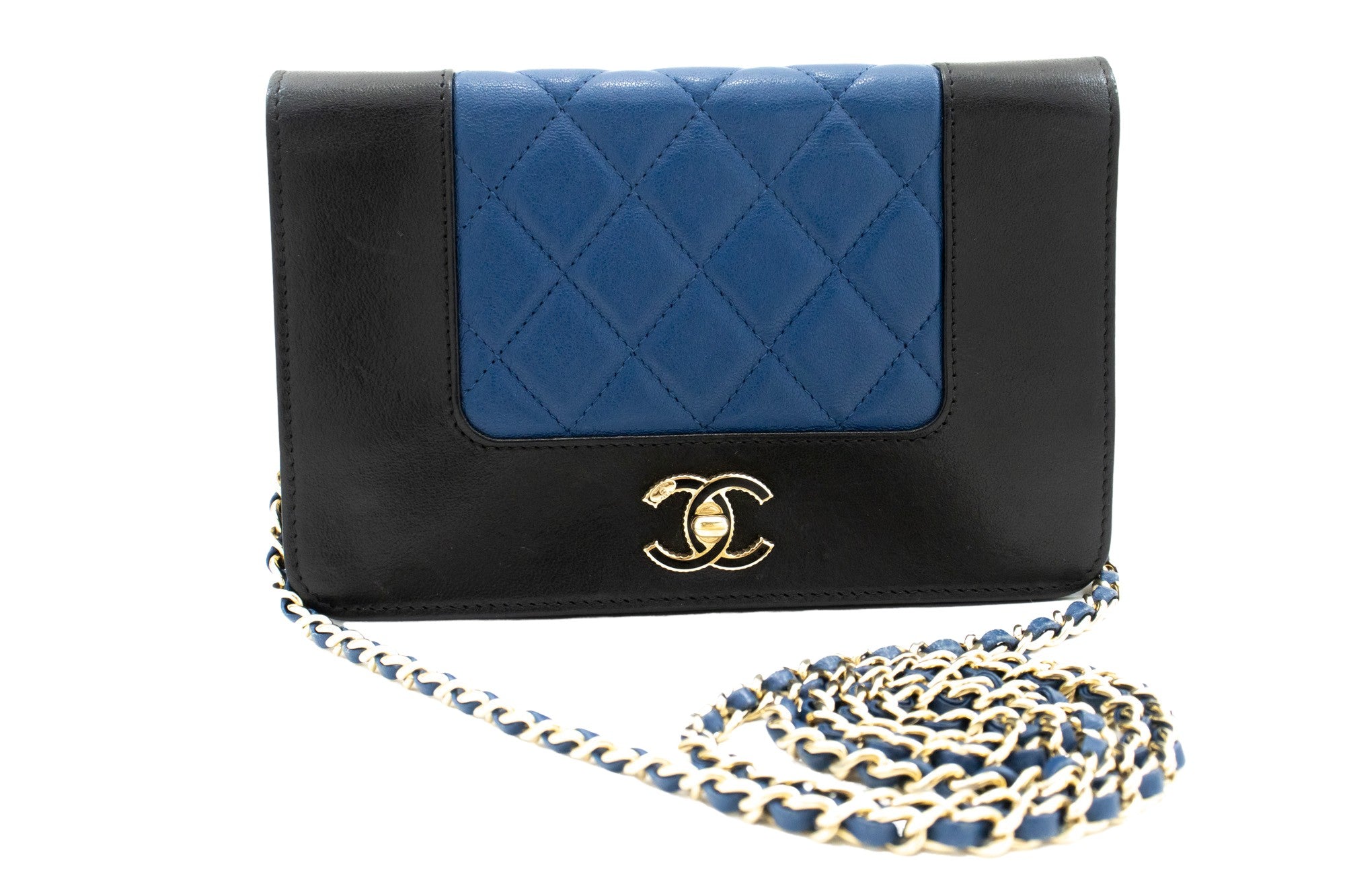 Chanel Wallet On Chain Blue Leather Wallet (Pre-Owned)