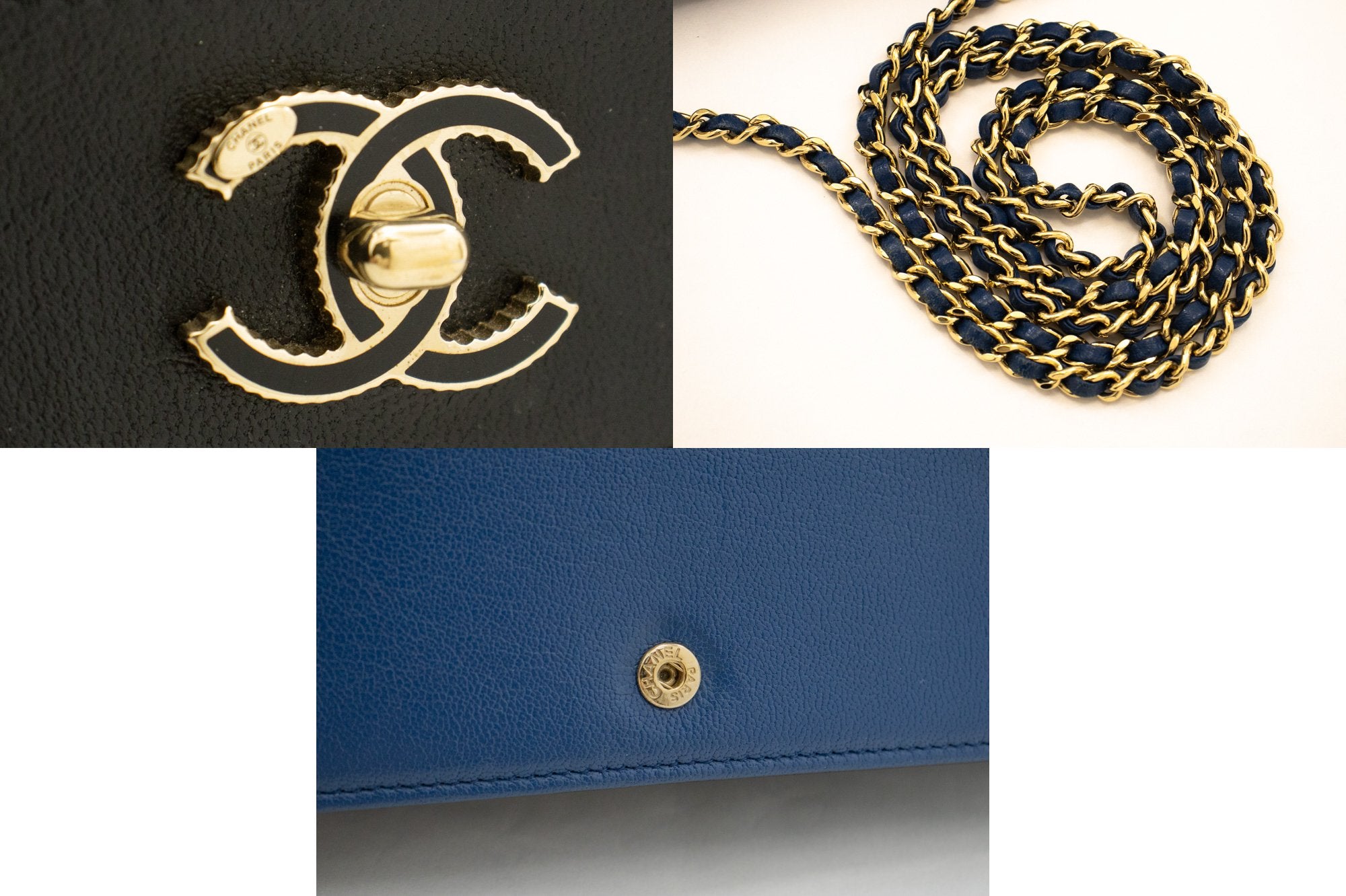 Chanel Wallet On Chain Blue Leather Wallet (Pre-Owned)