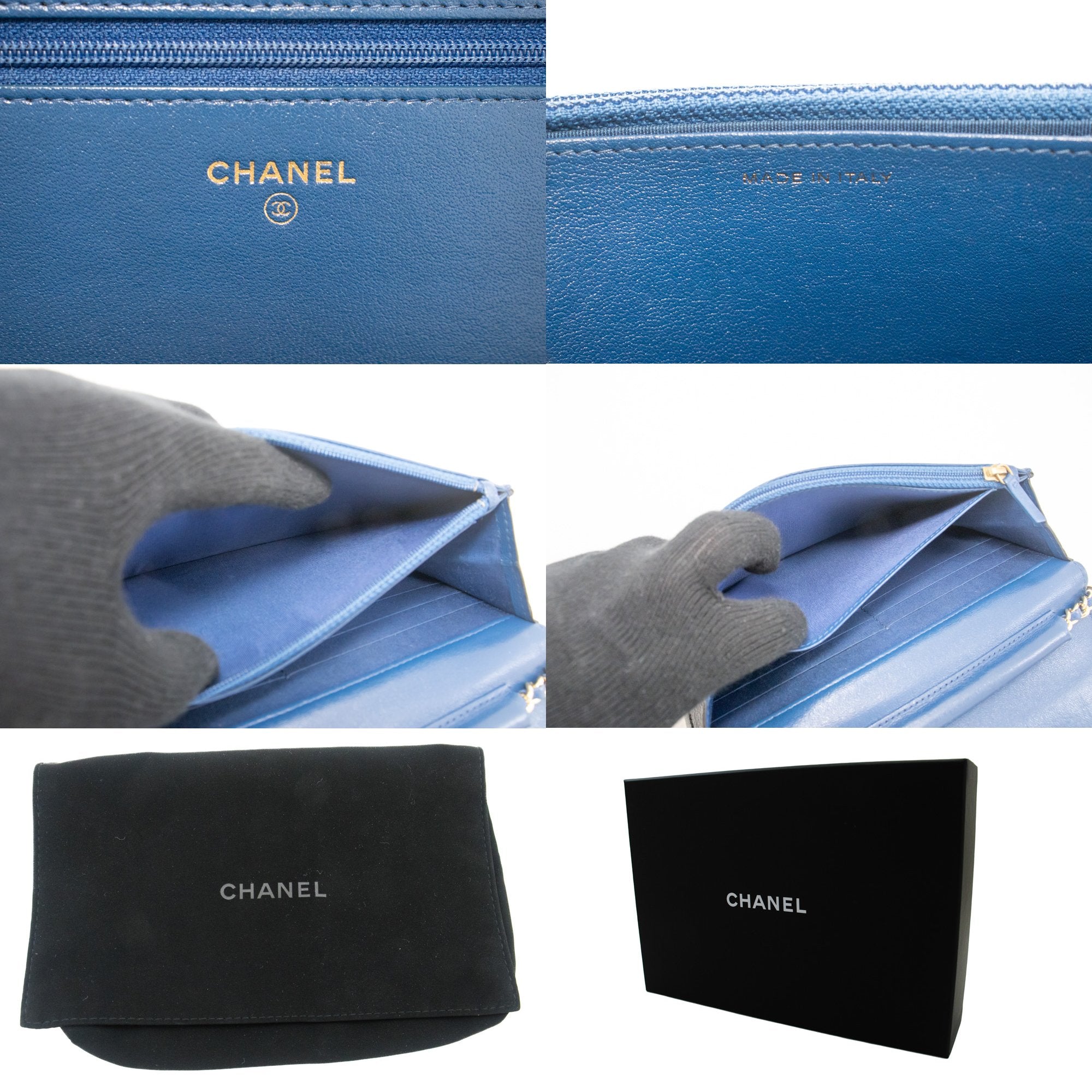 Chanel Wallet On Chain Blue Leather Wallet (Pre-Owned)