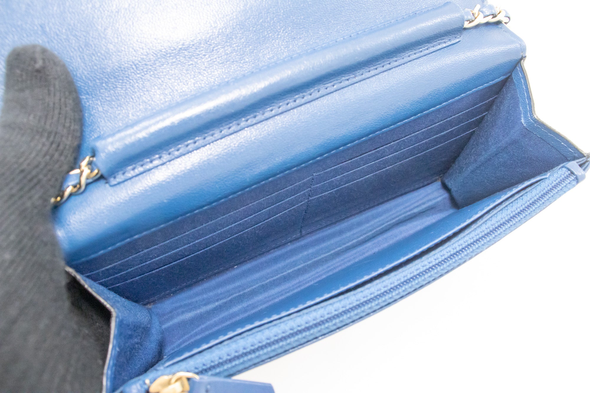 Chanel Wallet On Chain Blue Leather Wallet (Pre-Owned)