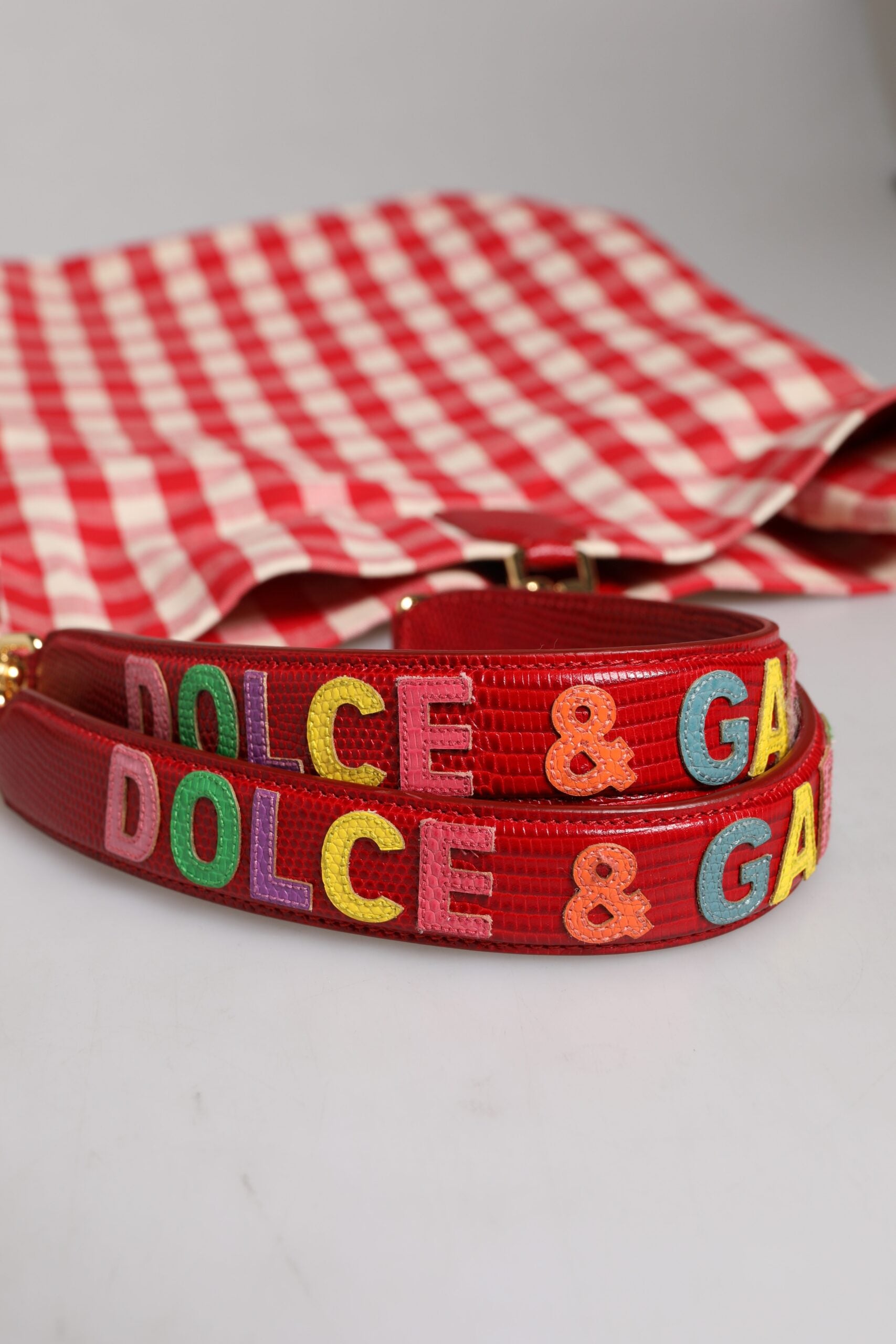 Dolce & Gabbana Red I Love Pizza Rhinestone Embellished Tote Women's Bag (Pre-Owned)
