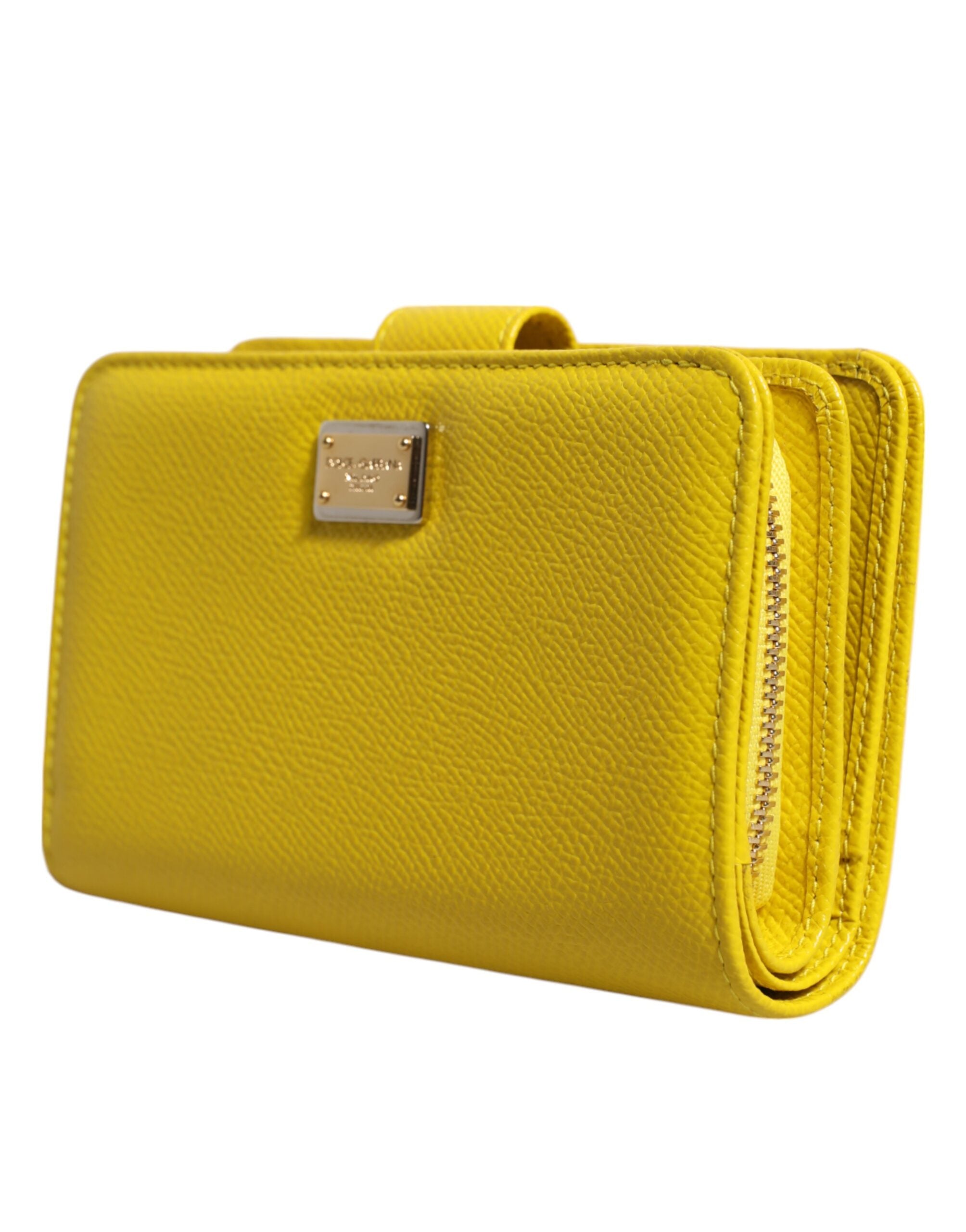 Dolce & Gabbana Yellow Leather Bifold Continental Clutch Women's Wallet
