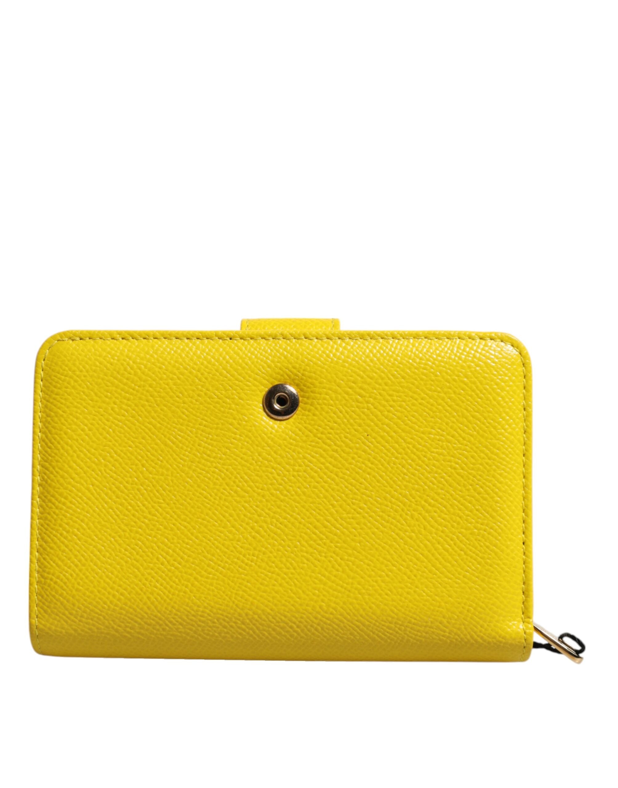 Dolce & Gabbana Yellow Leather Bifold Continental Clutch Women's Wallet