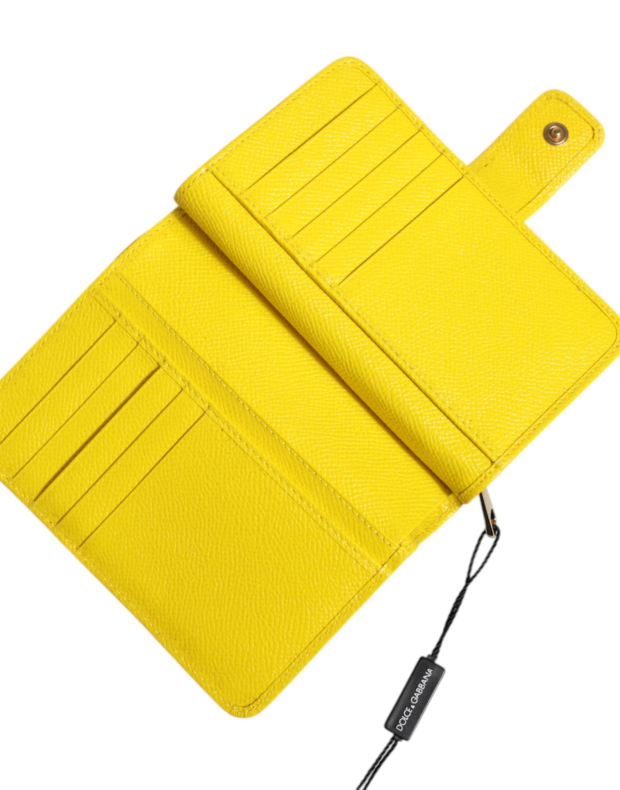 Dolce & Gabbana Yellow Leather Bifold Continental Clutch Women's Wallet