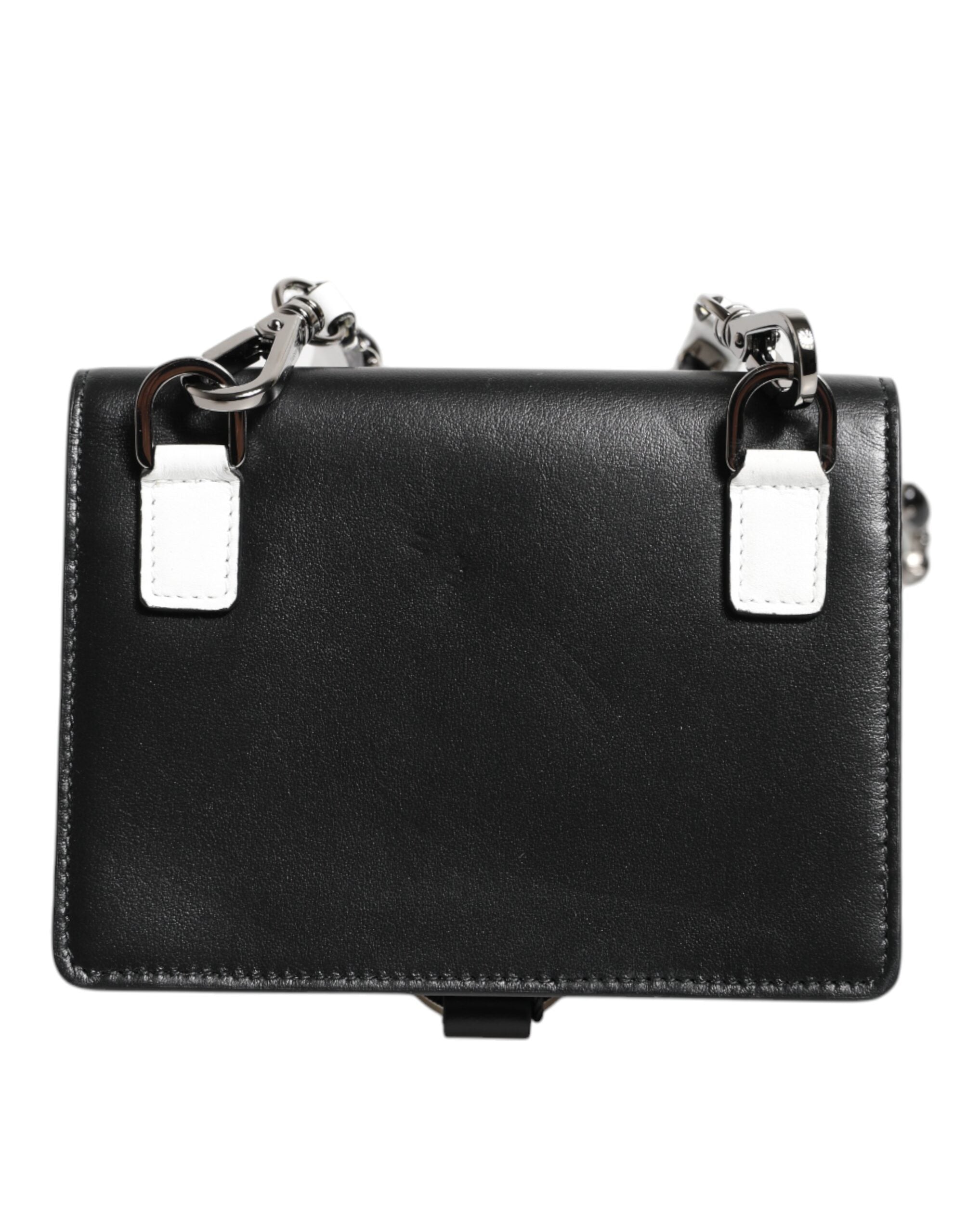Dolce & Gabbana Black Leather Crystal Embellished Card Holder Women's Wallet
