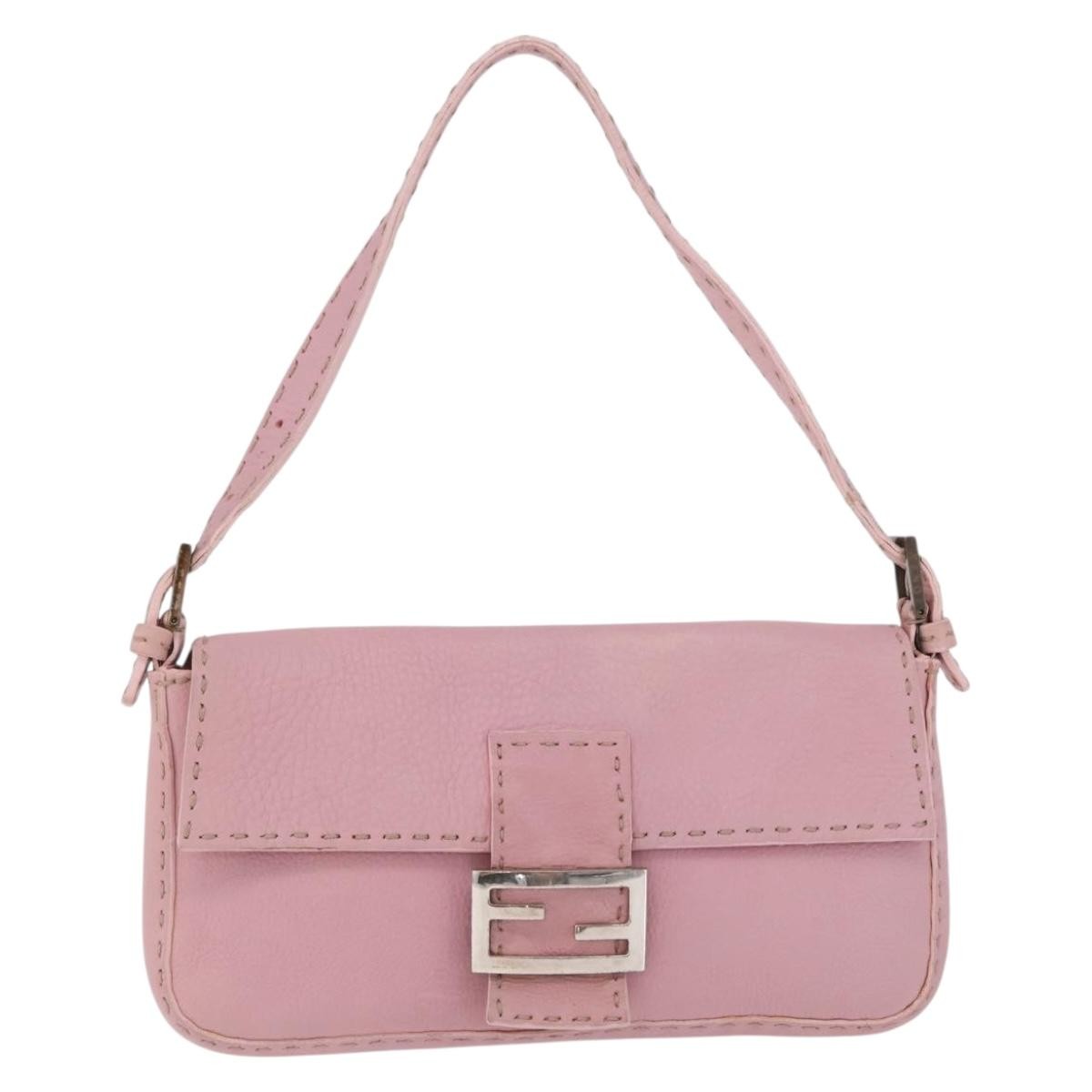 Fendi Selleria Baguette Leather Pink Leather Handbag (Pre-Owned)