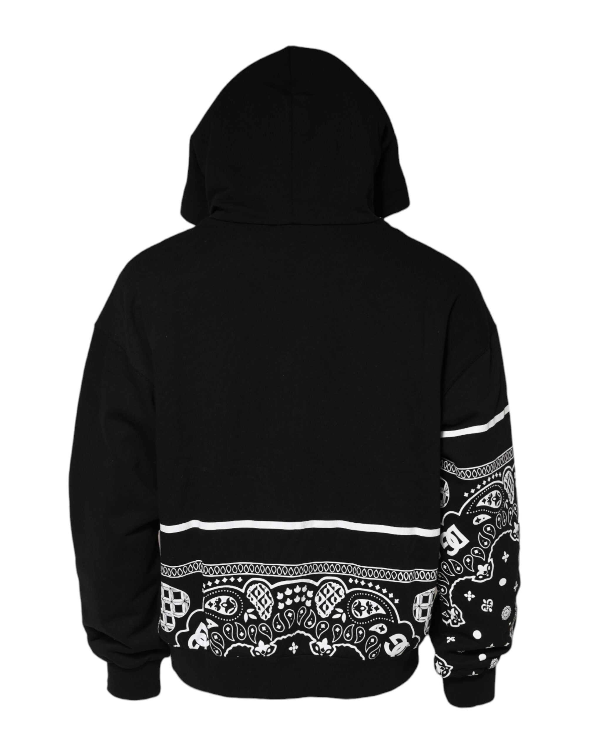Dolce & Gabbana Black Bandana Hooded Men Sweatshirt Men's Sweater