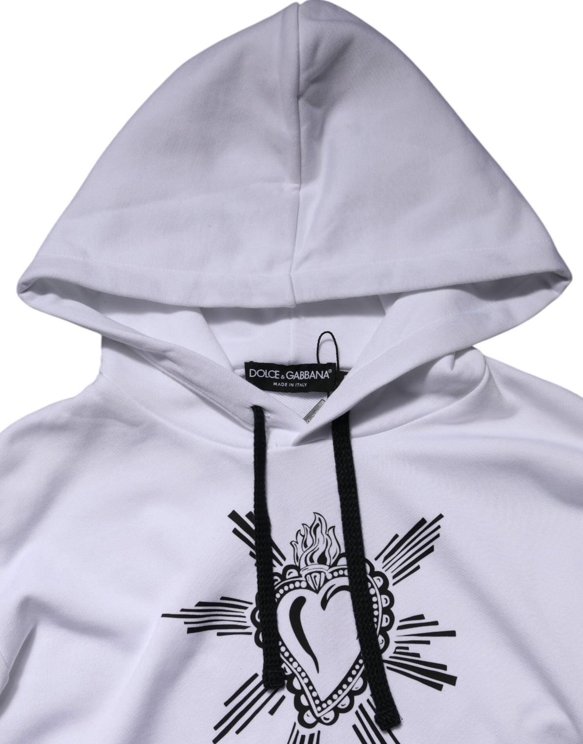 Dolce & Gabbana White Sacred Heart Hooded Sweatshirt Men's Sweater (Pre-Owned)