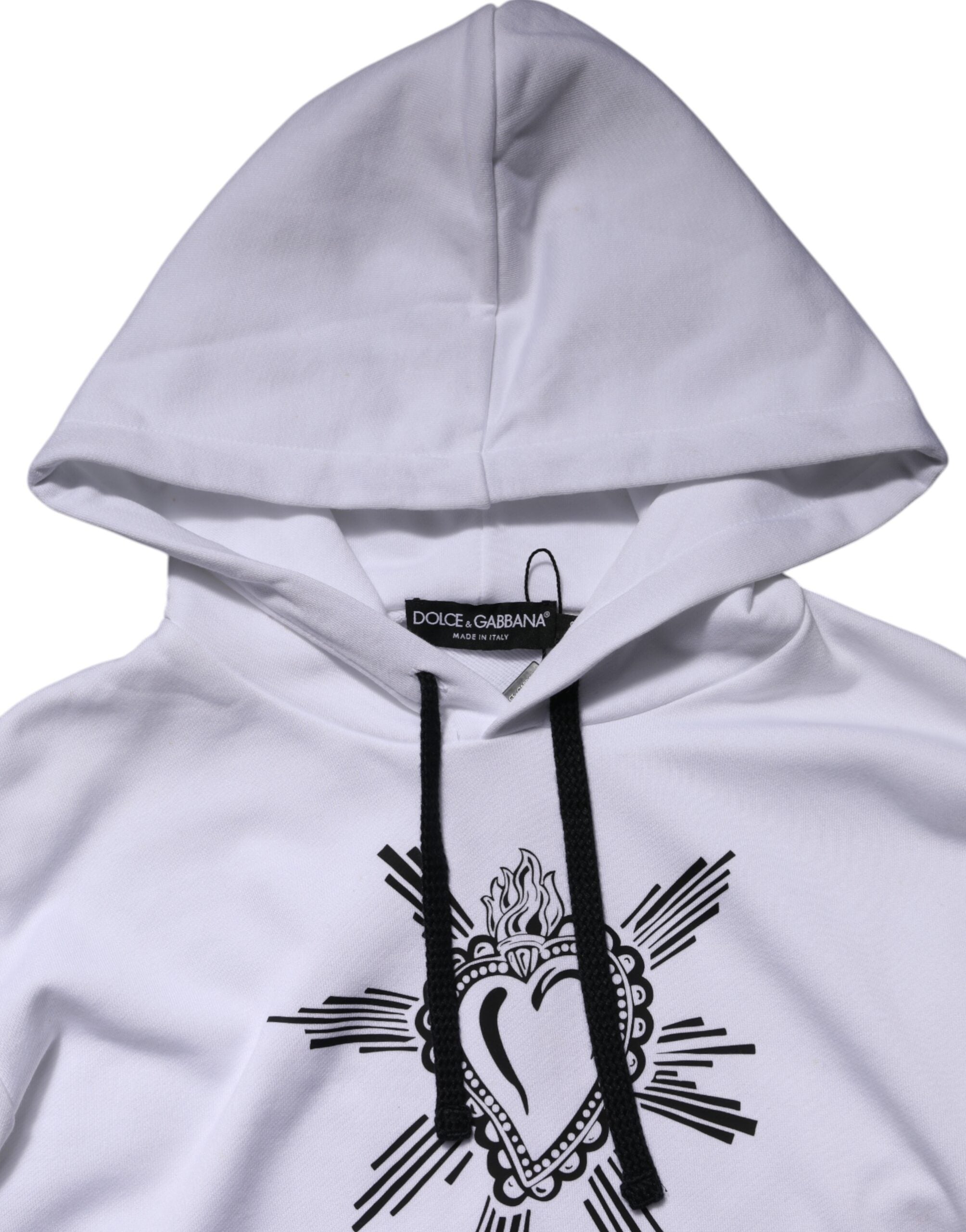 Dolce & Gabbana White Sacred Heart Hooded Sweatshirt Men's Sweater (Pre-Owned)
