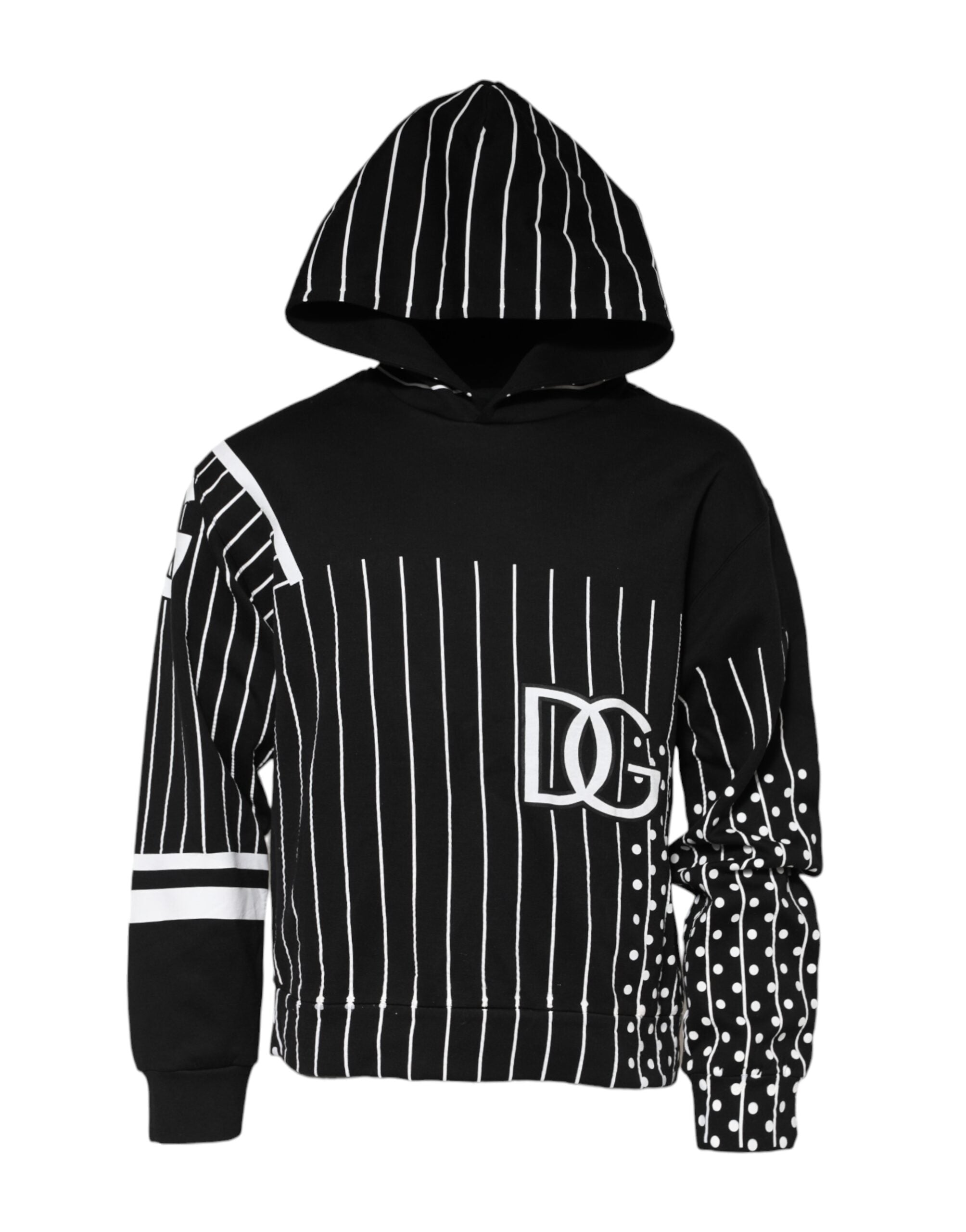Dolce & Gabbana Black Stripes Hooded Men Sweatshirt Men's Sweater (Pre-Owned)