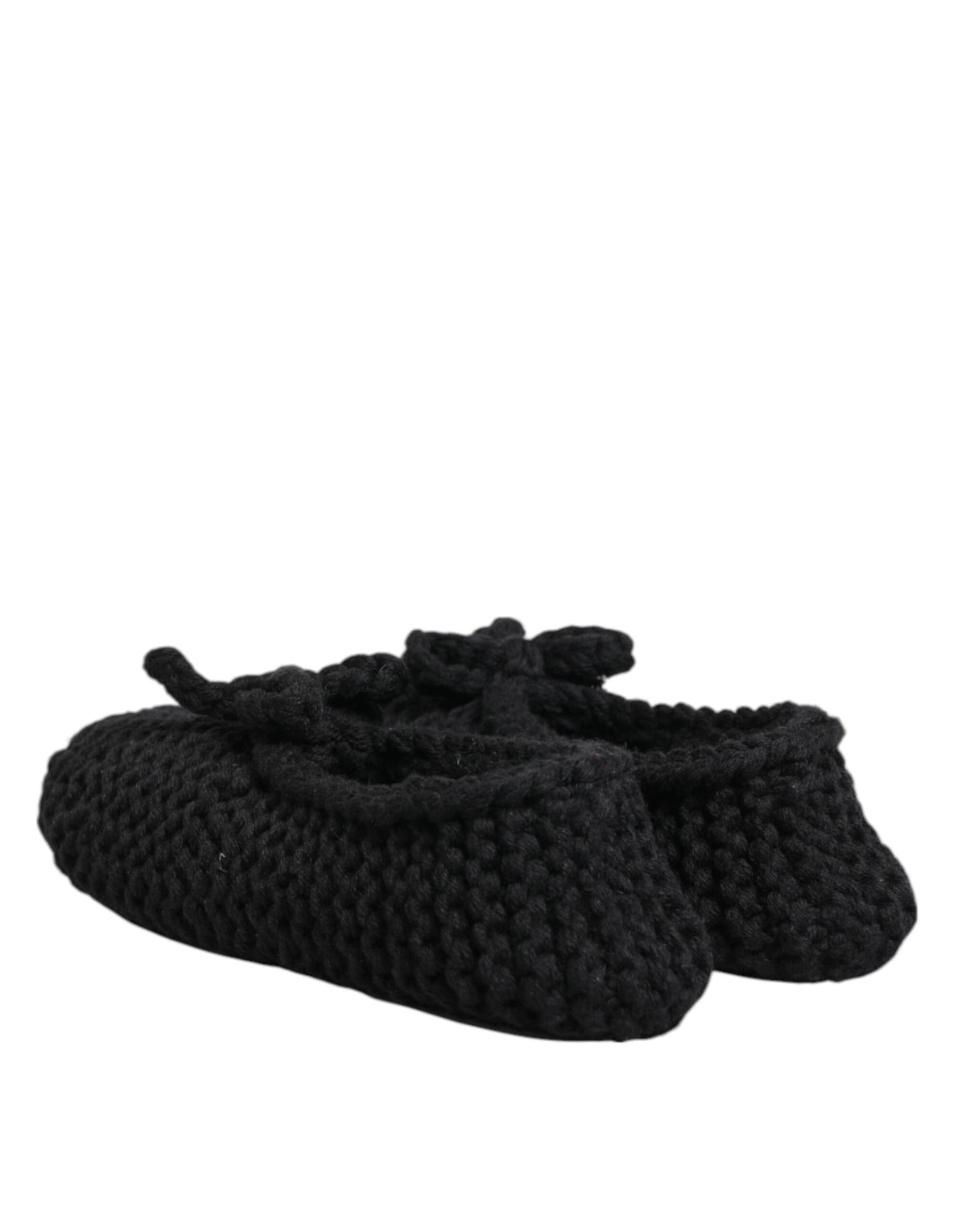 Dolce & Gabbana Black Wool Knit Slip On Ballerina Flats Women's Shoes