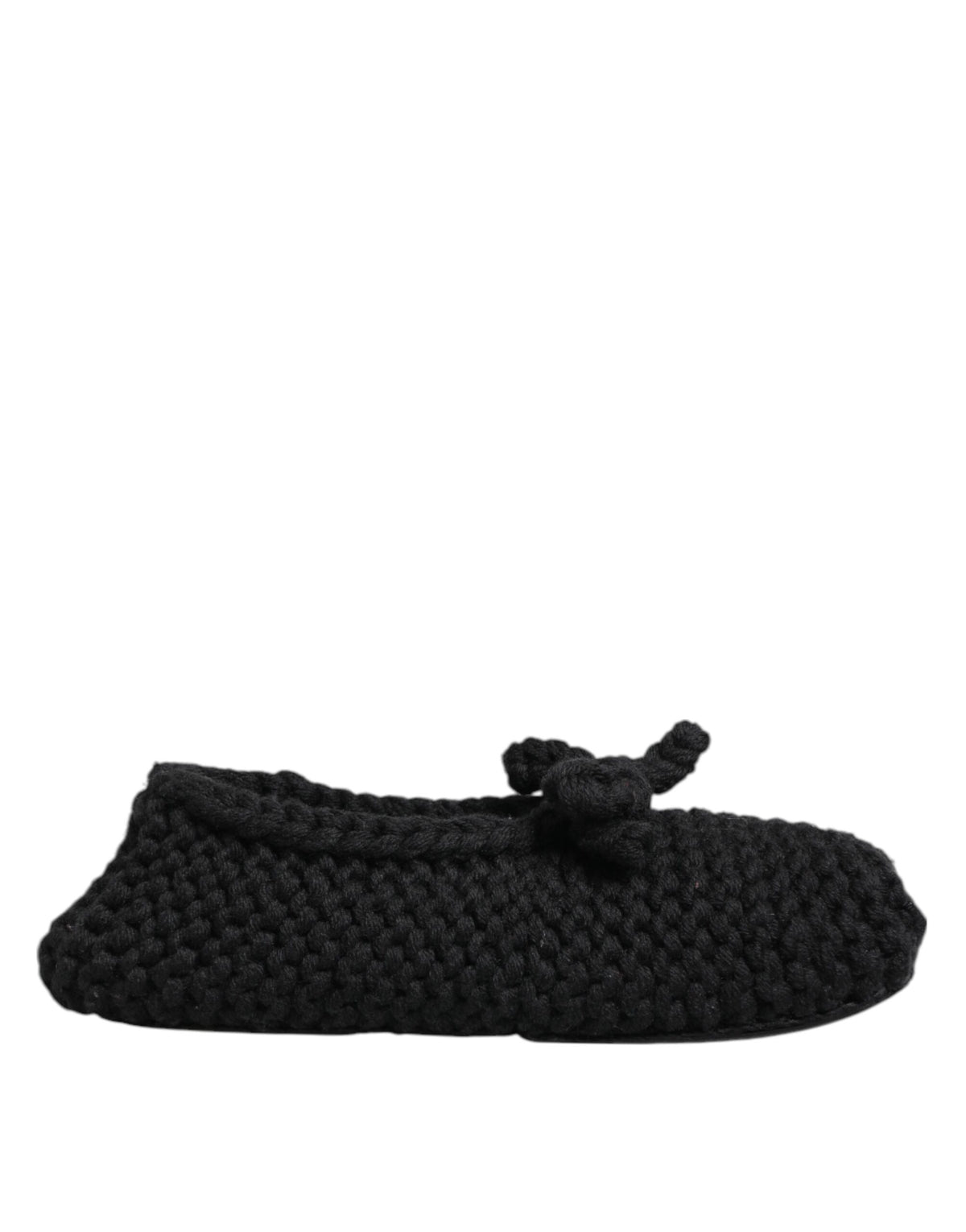 Dolce & Gabbana Black Wool Knit Slip On Ballerina Flats Women's Shoes