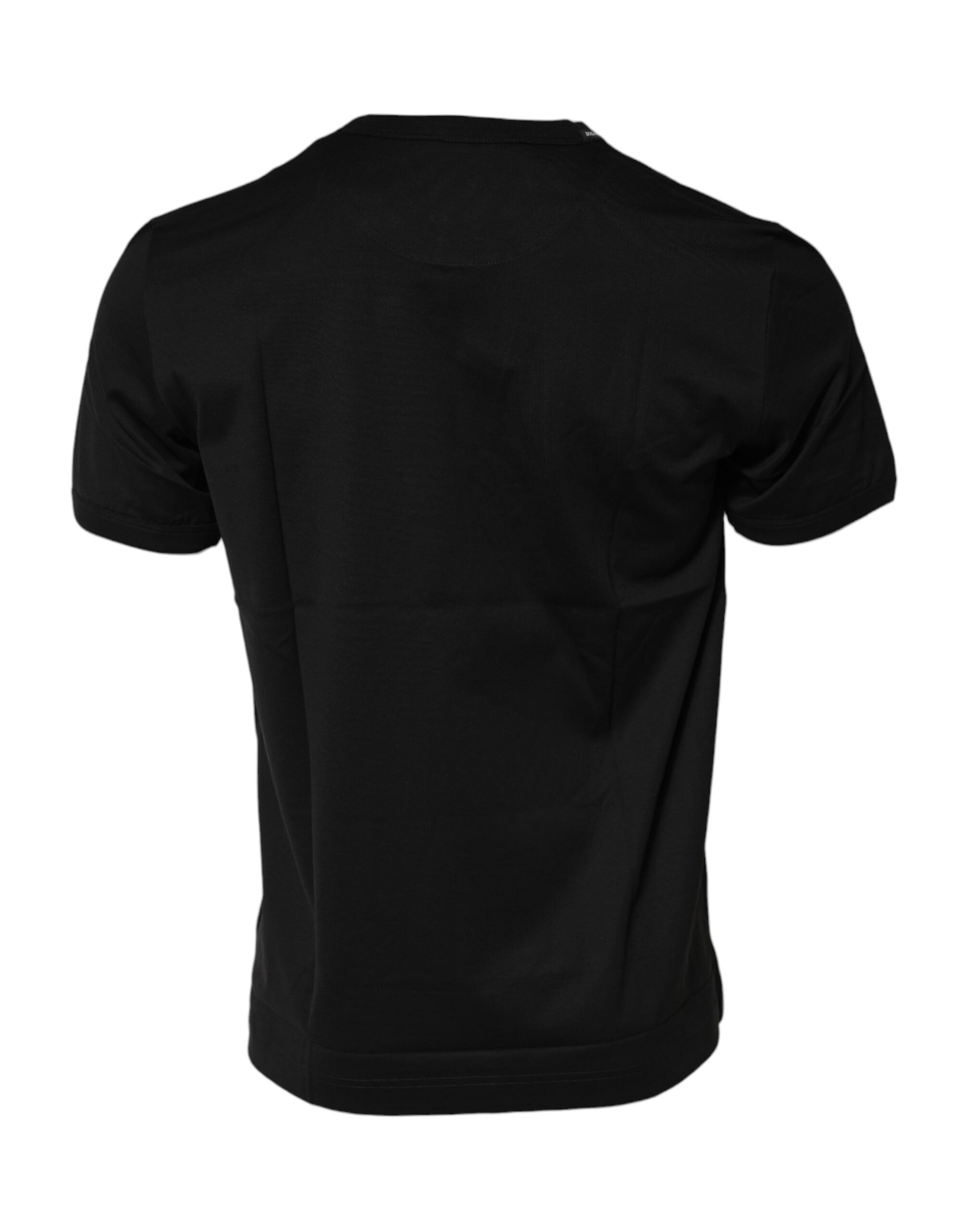 Dolce & Gabbana Black Cotton Logo Print Crew Neck Men's T-shirt