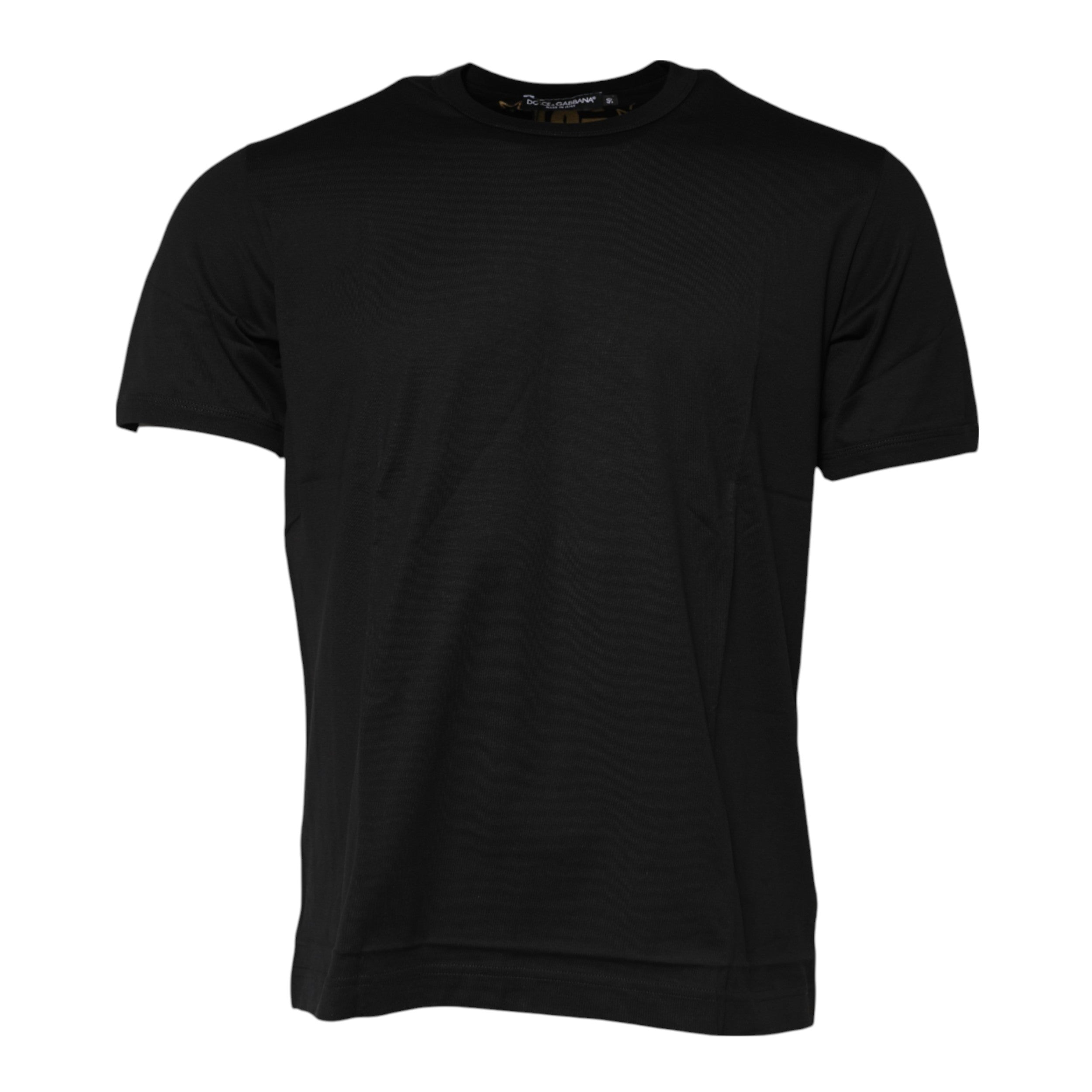 Dolce & Gabbana Black Cotton Logo Print Crew Neck Men's T-shirt