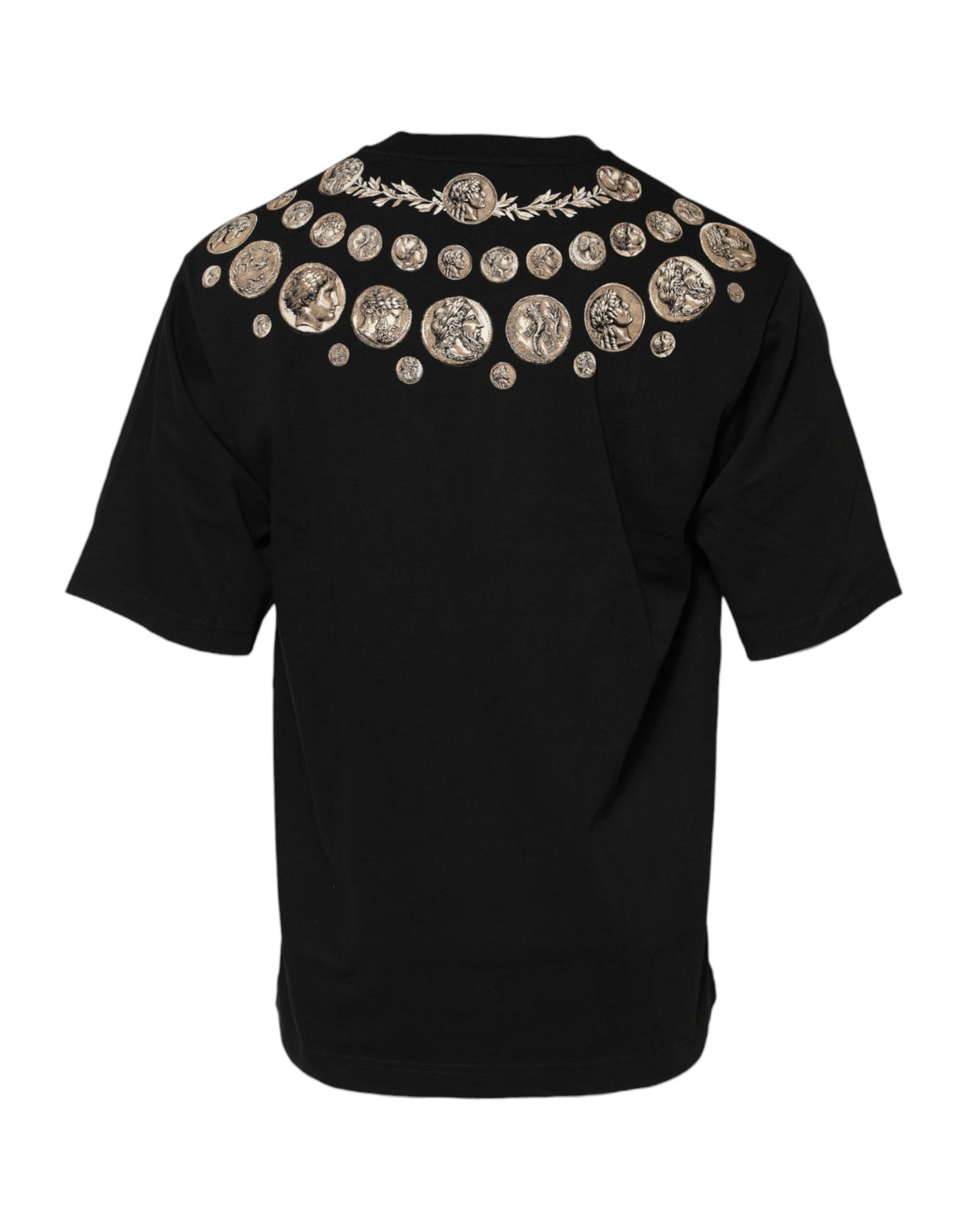 Dolce & Gabbana Black Coin Print Cotton Crew Neck Men's T-shirt