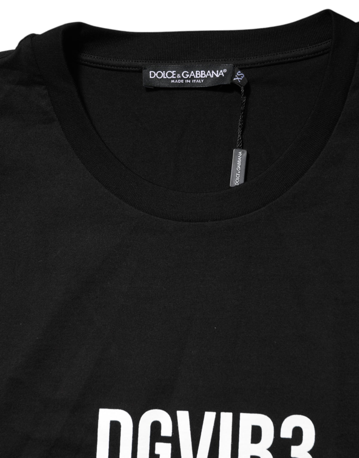 Dolce & Gabbana Black DG Vib3 Print Cotton Crew Neck Men's T-shirt