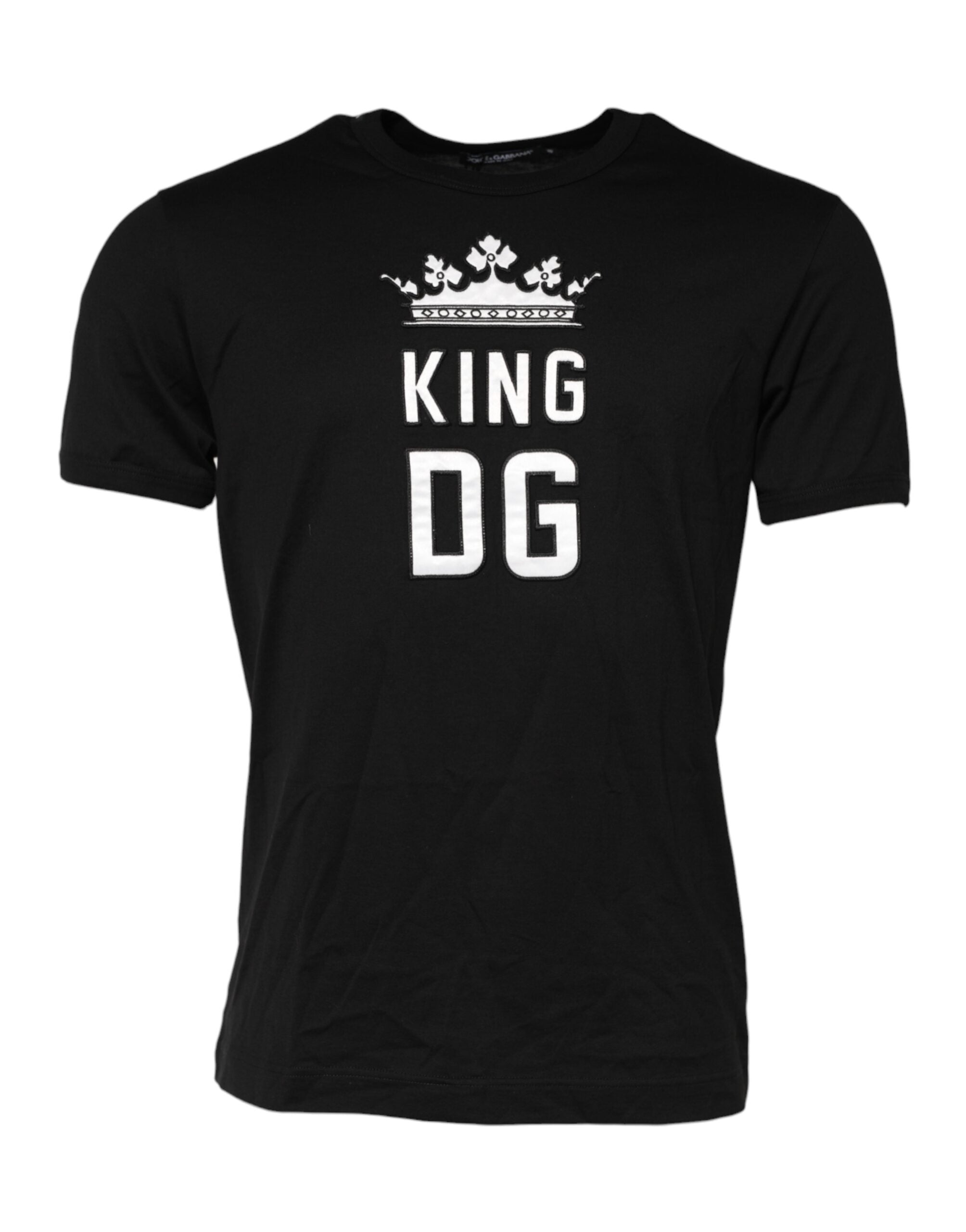 Dolce & Gabbana Black DG King Crown Cotton Crew Neck Men's T-shirt