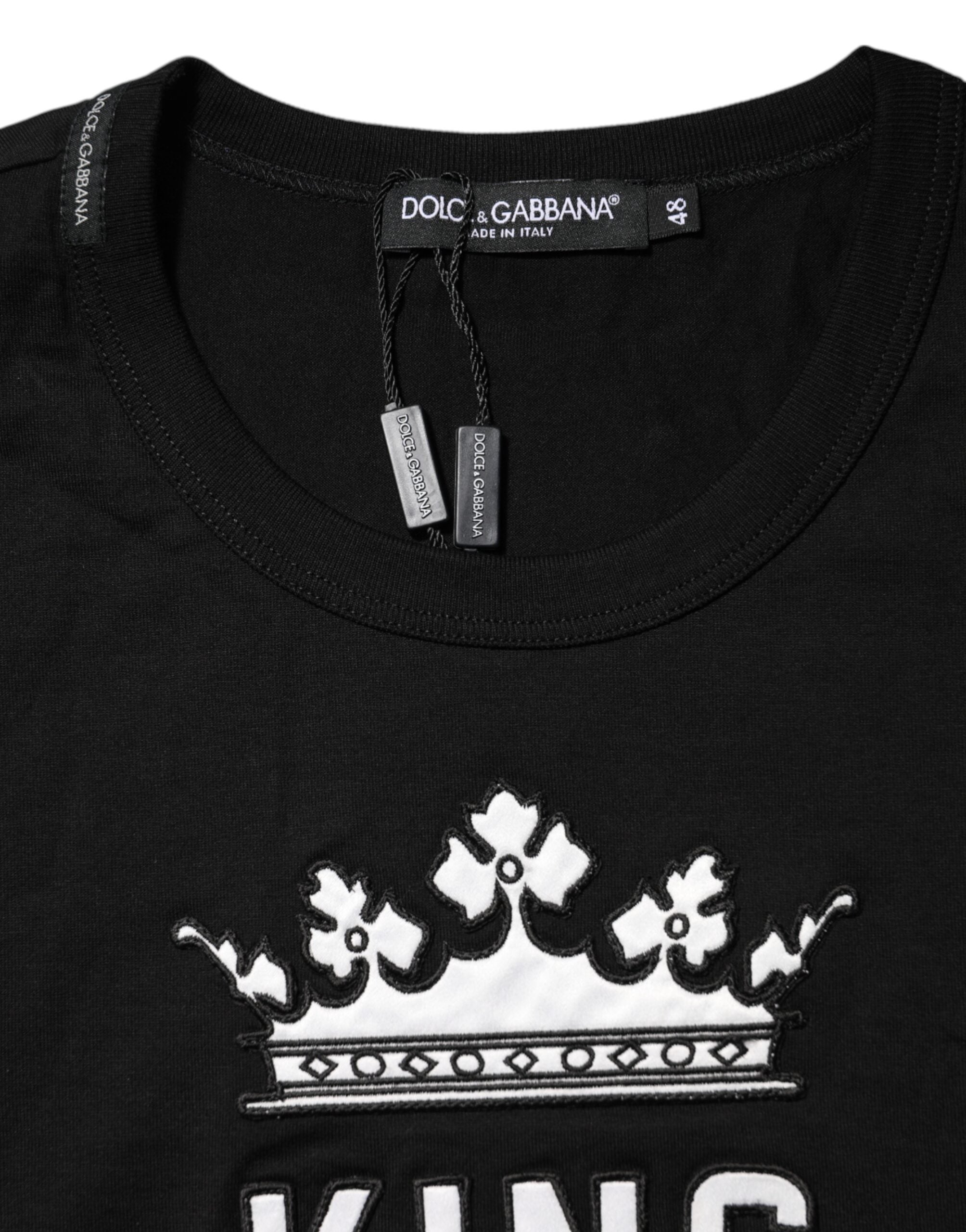 Dolce & Gabbana Black DG King Crown Cotton Crew Neck Men's T-shirt