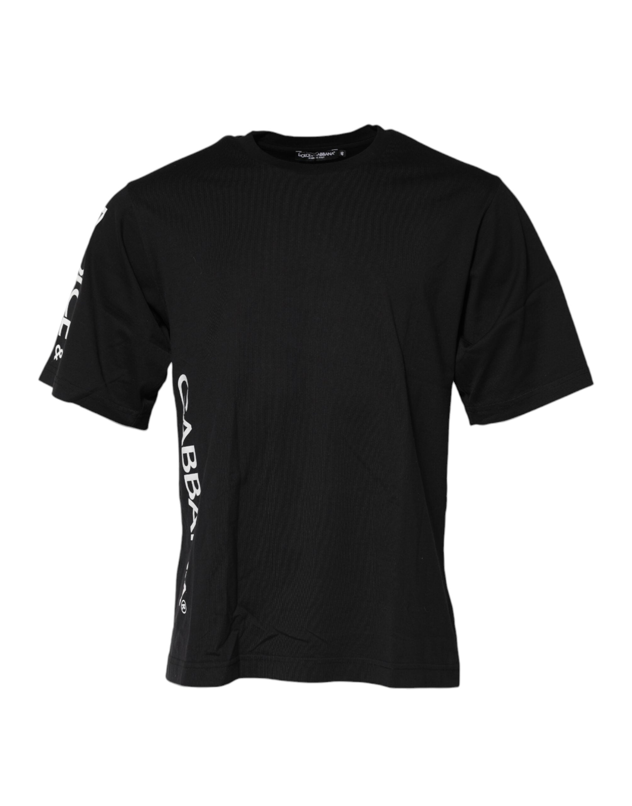 Dolce & Gabbana Black Logo Print Cotton Men Crew Neck Men's T-shirt