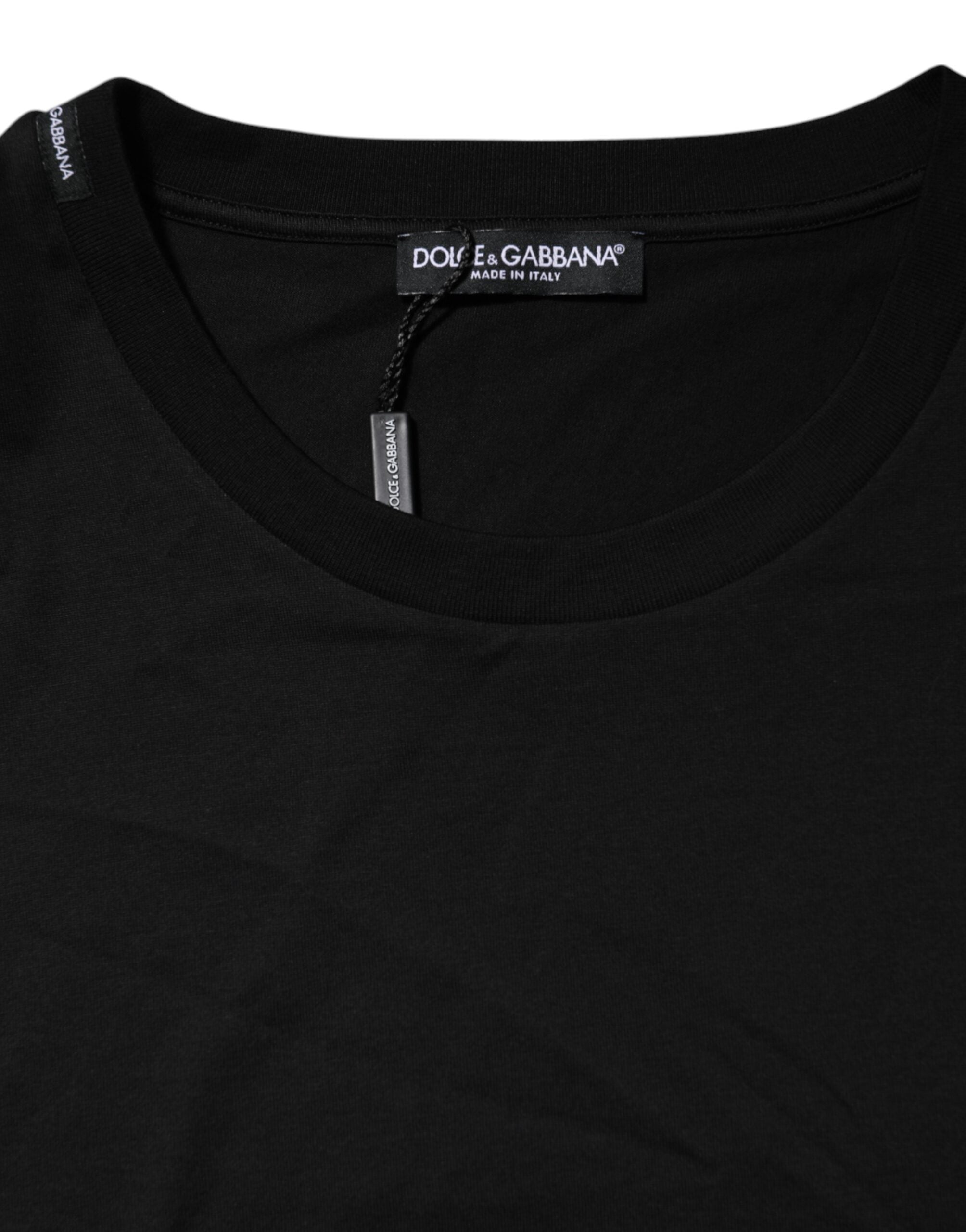 Dolce & Gabbana Black Cotton Crew Neck Short Sleeves Men's T-shirt