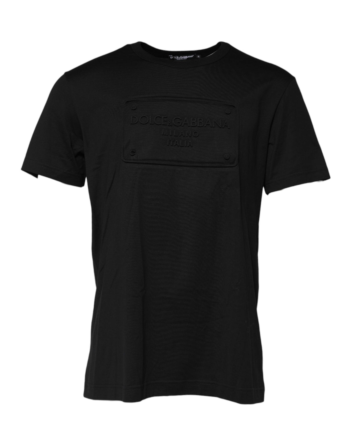 Dolce & Gabbana Black Embossed Logo Cotton Crew Neck Men's T-shirt (Pre-Owned)