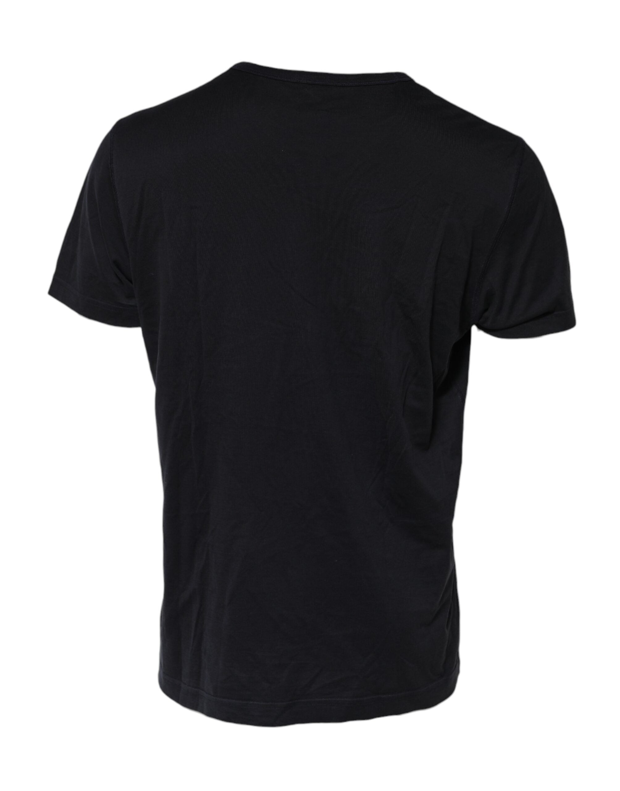 Dolce & Gabbana Dark Blue Logo Plaque Cotton Crewneck Men's T-shirt (Pre-Owned)