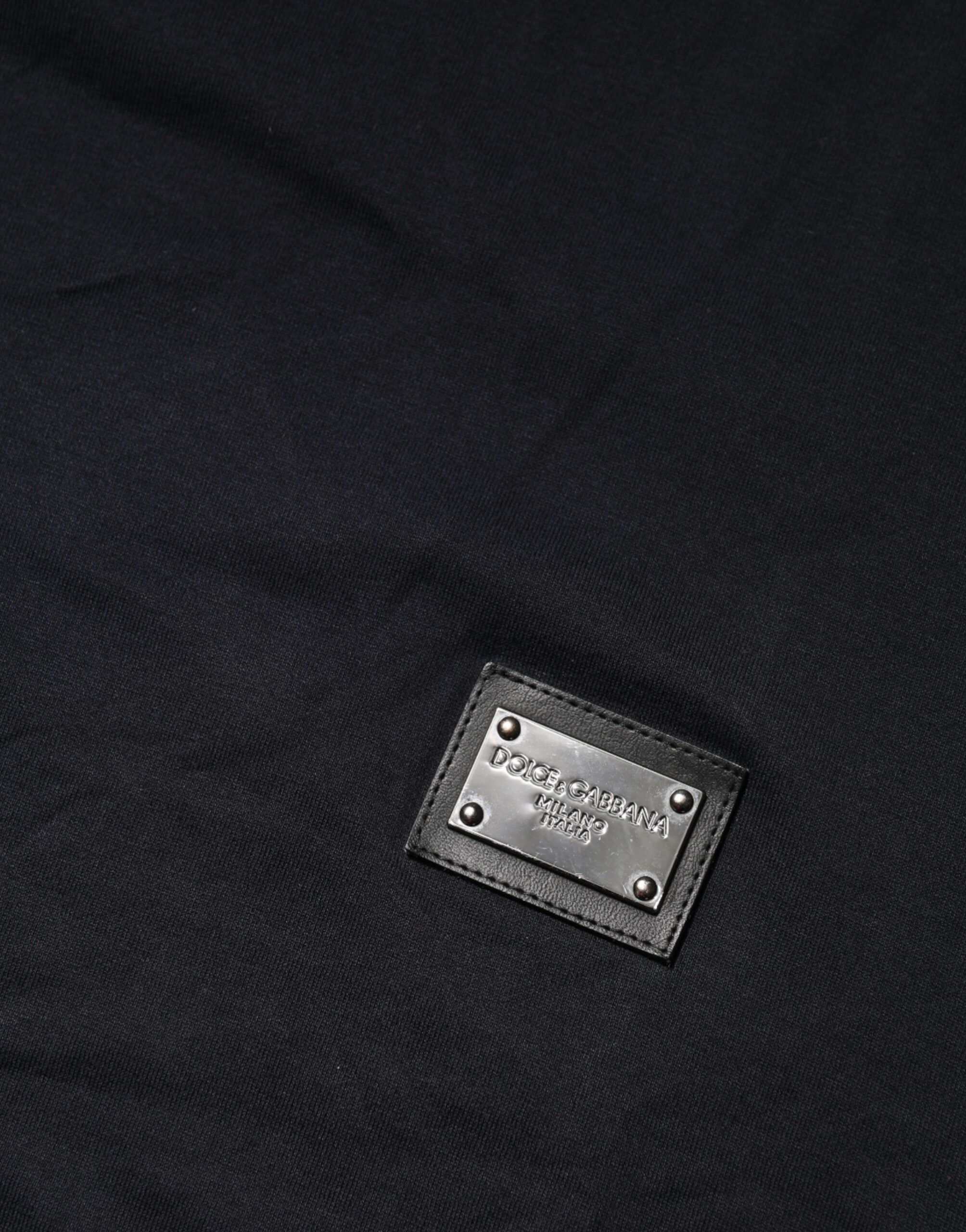 Dolce & Gabbana Dark Blue Logo Plaque Cotton Crewneck Men's T-shirt (Pre-Owned)