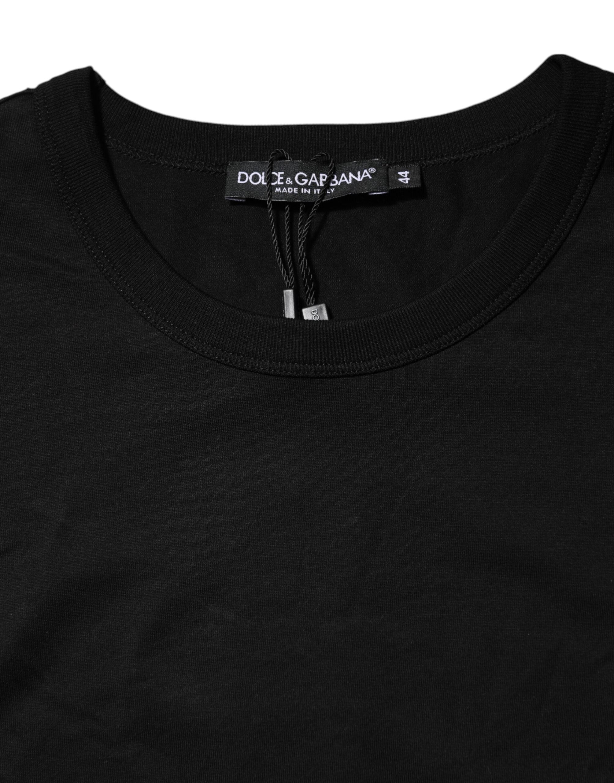 Dolce & Gabbana Black Cotton Crewneck Short Sleeves Men's T-shirt