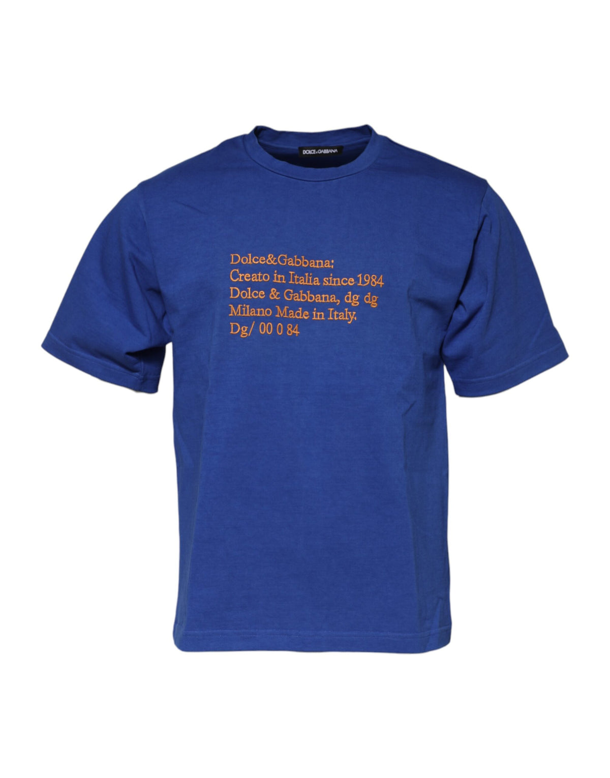 Dolce & Gabbana Blue Logo Graphic Cotton Crew Neck Men's T-shirt (Pre-Owned)