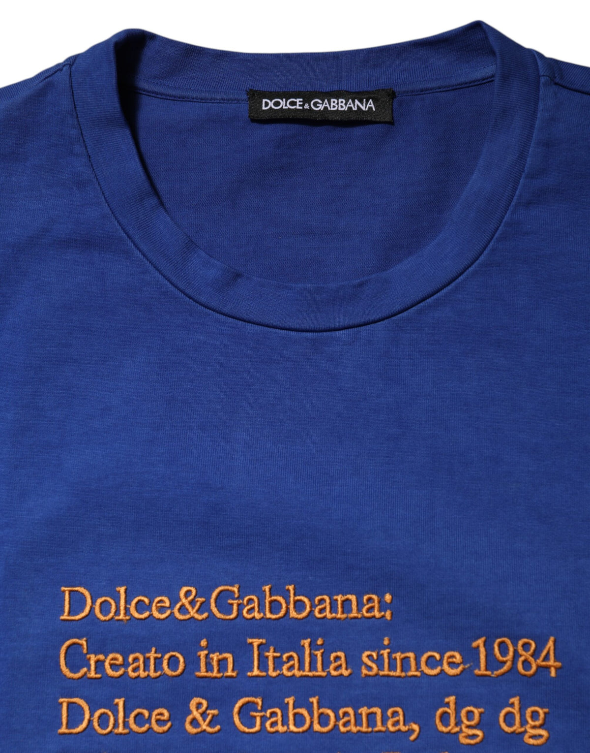 Dolce & Gabbana Blue Logo Graphic Cotton Crew Neck Men's T-shirt (Pre-Owned)