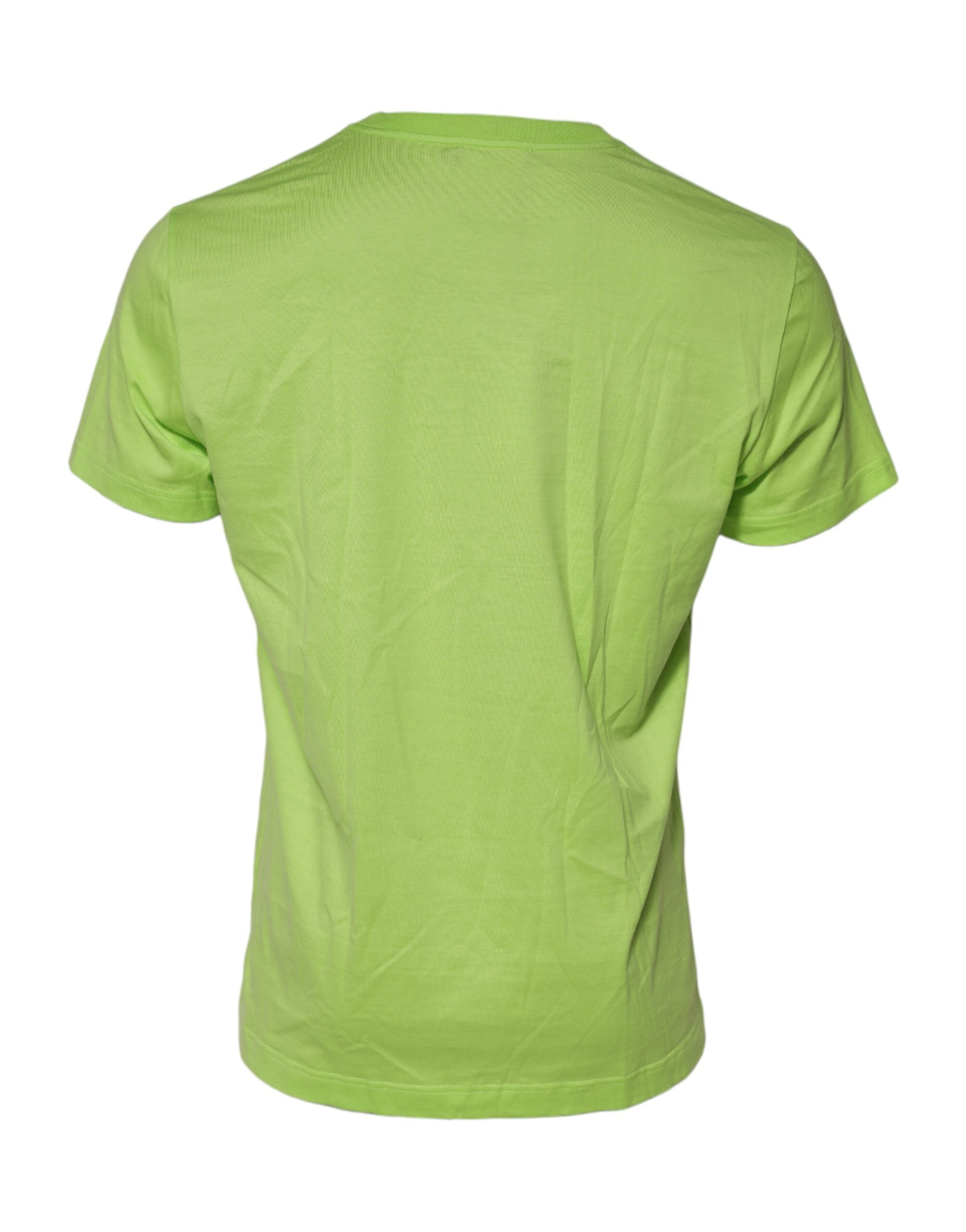 Dolce & Gabbana Green Embossed Logo Cotton Crew Neck Men's T-shirt