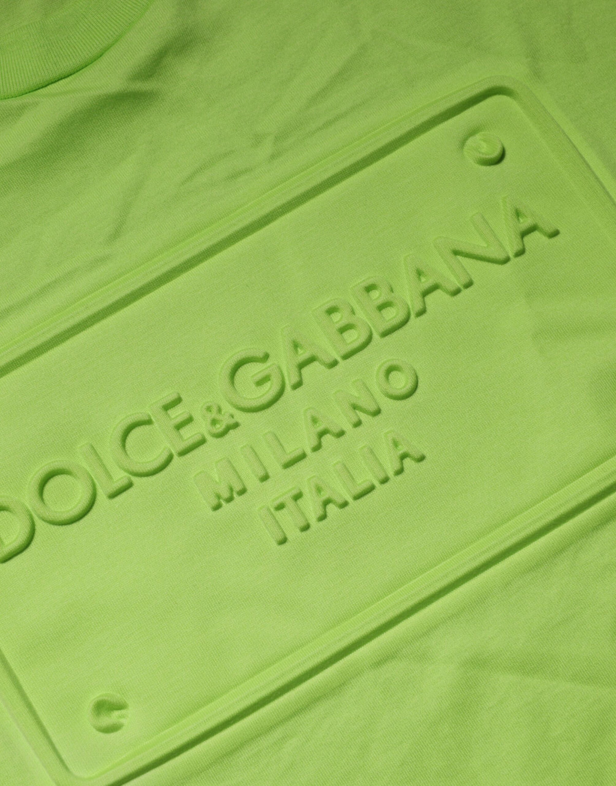 Dolce & Gabbana Green Embossed Logo Cotton Crew Neck Men's T-shirt