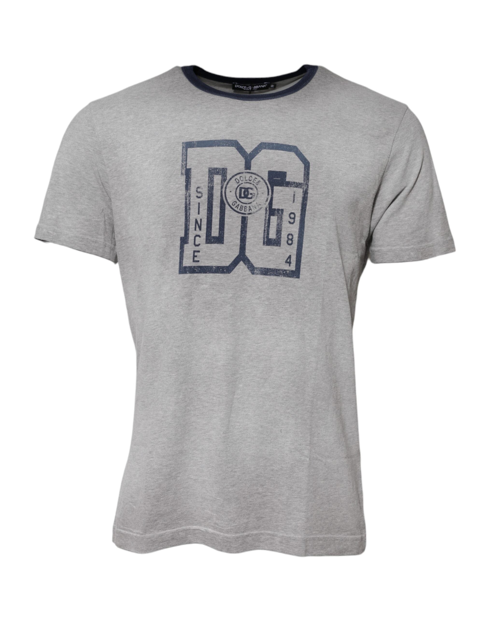 Dolce & Gabbana Gray DG Graphic Print Cotton Crewneck Men's T-shirt (Pre-Owned)