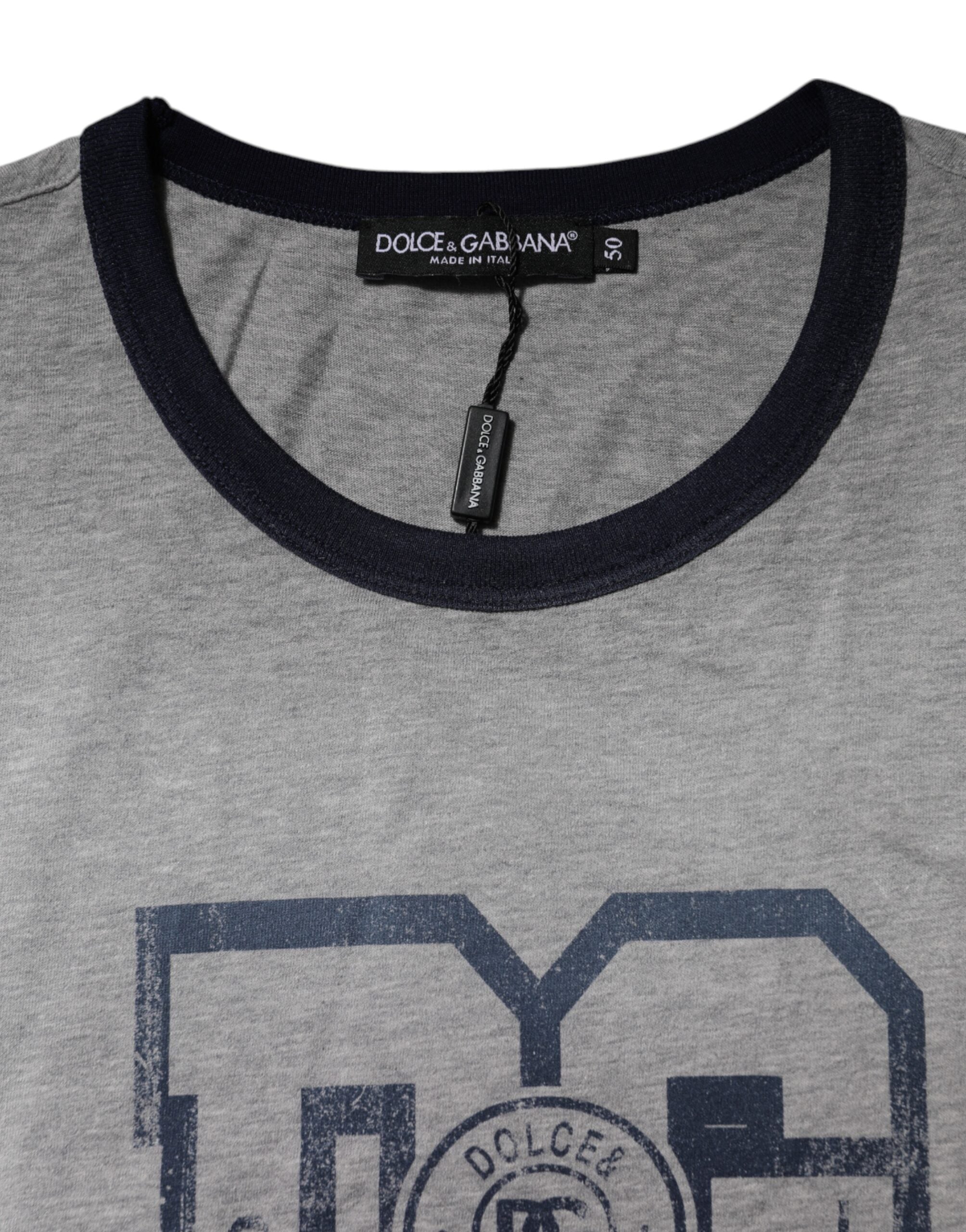 Dolce & Gabbana Gray DG Graphic Print Cotton Crewneck Men's T-shirt (Pre-Owned)