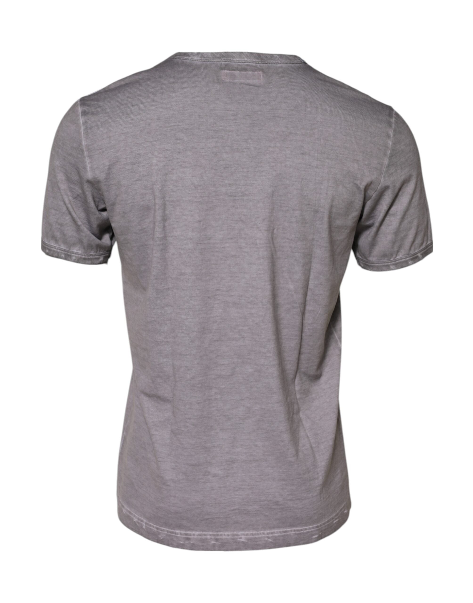 Dolce & Gabbana Gray Graphic Print Cotton Crew Neck Men's T-shirt