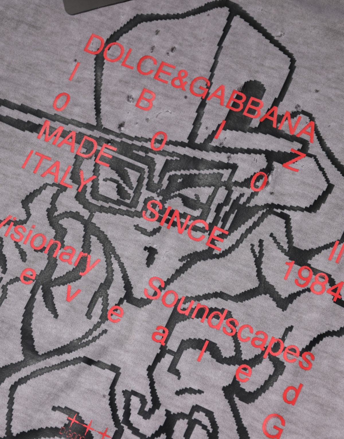 Dolce & Gabbana Gray Graphic Print Cotton Crew Neck Men's T-shirt