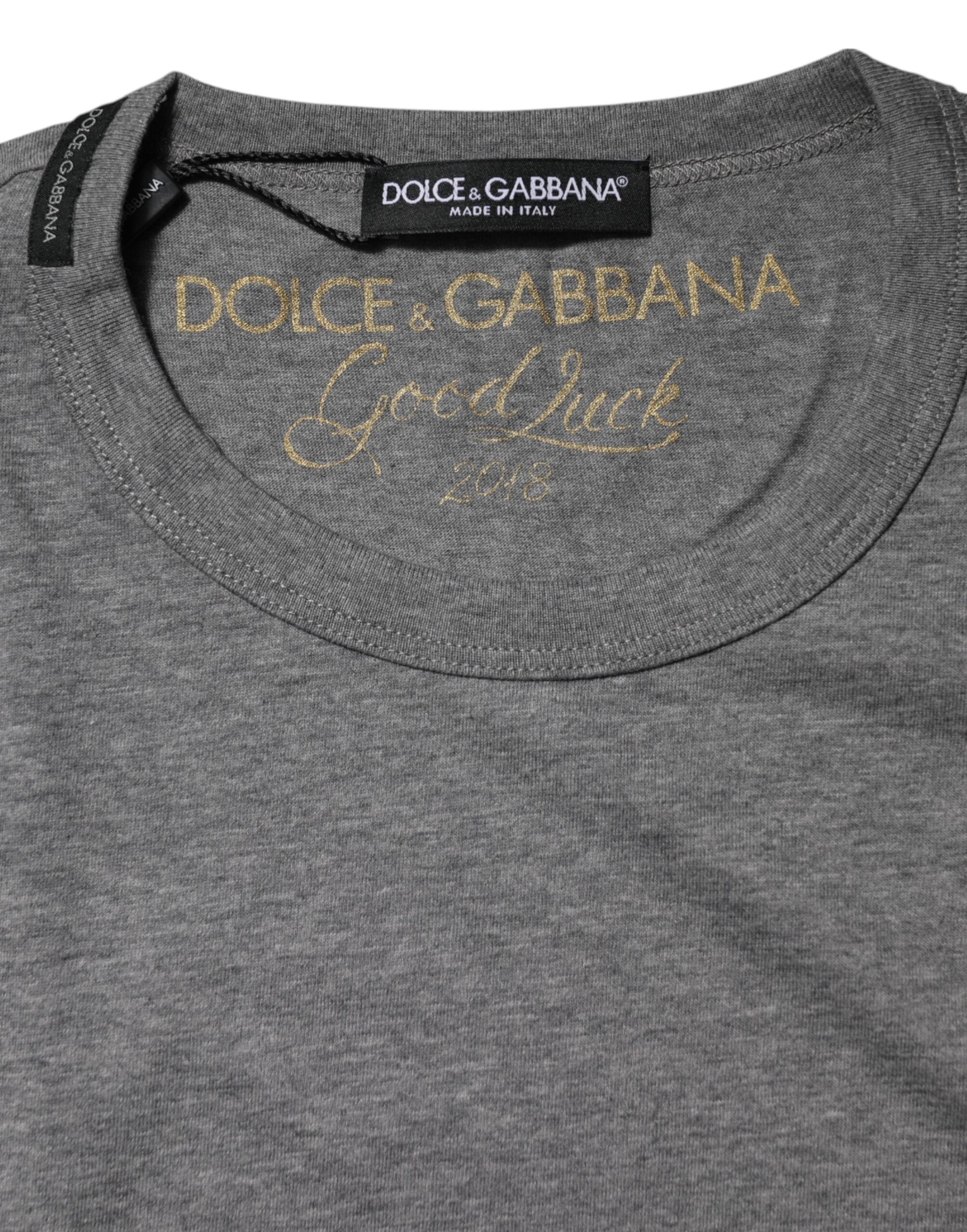 Dolce & Gabbana Gray Cotton Crew Neck Short Sleeves Men's T-shirt