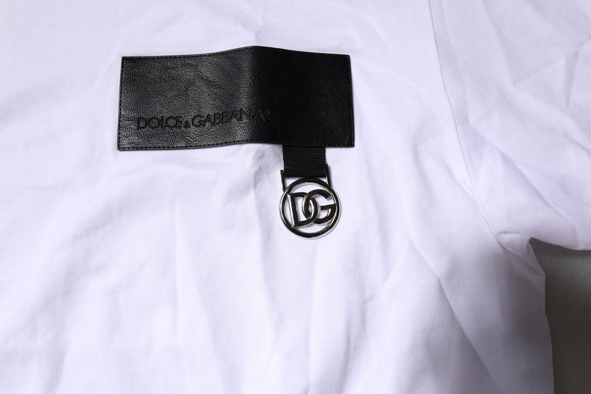 Dolce & Gabbana White Logo Crew Neck Short Sleeves Men's T-shirt (Pre-Owned)