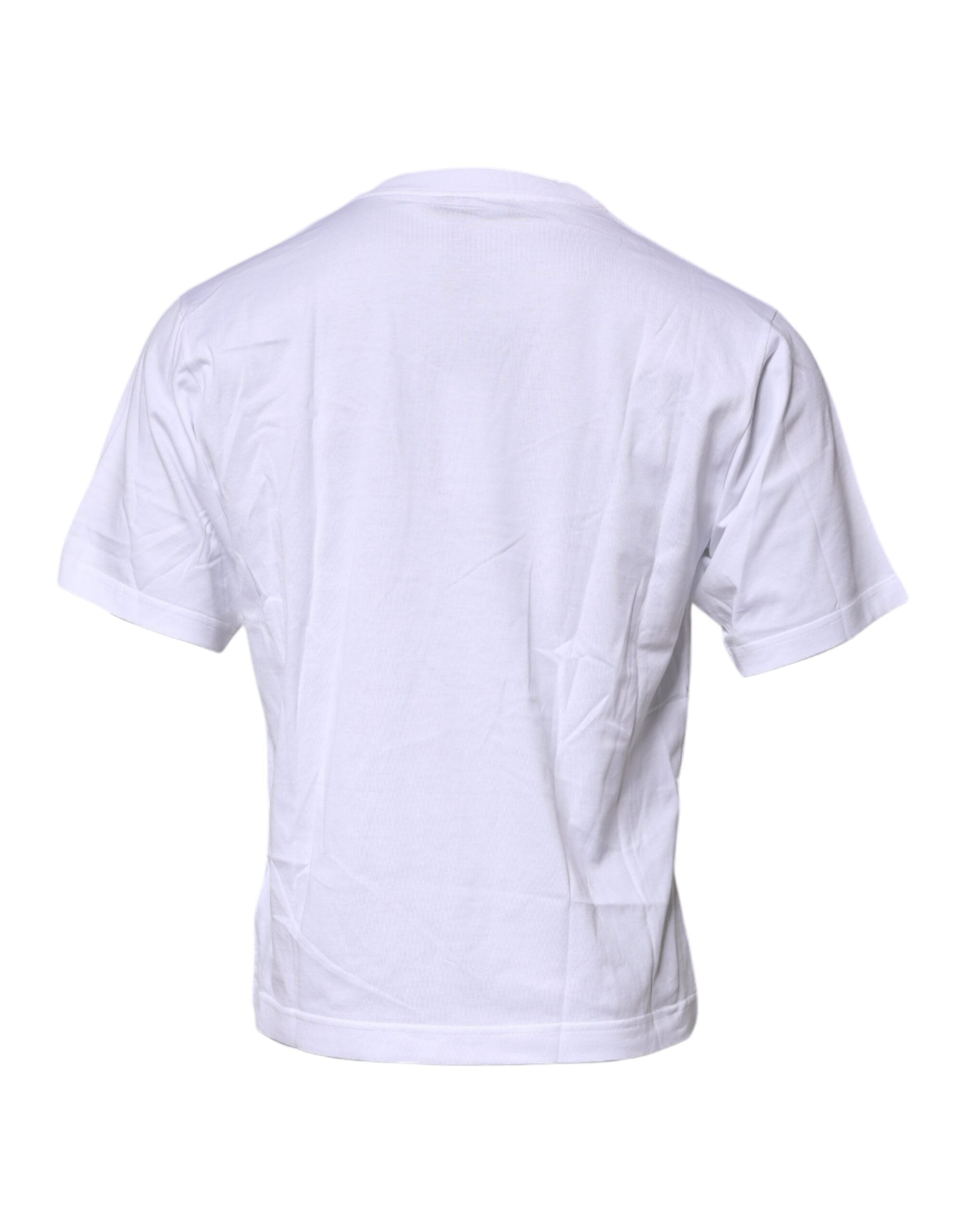 Dolce & Gabbana White Logo Crew Neck Short Sleeves Men's T-shirt (Pre-Owned)