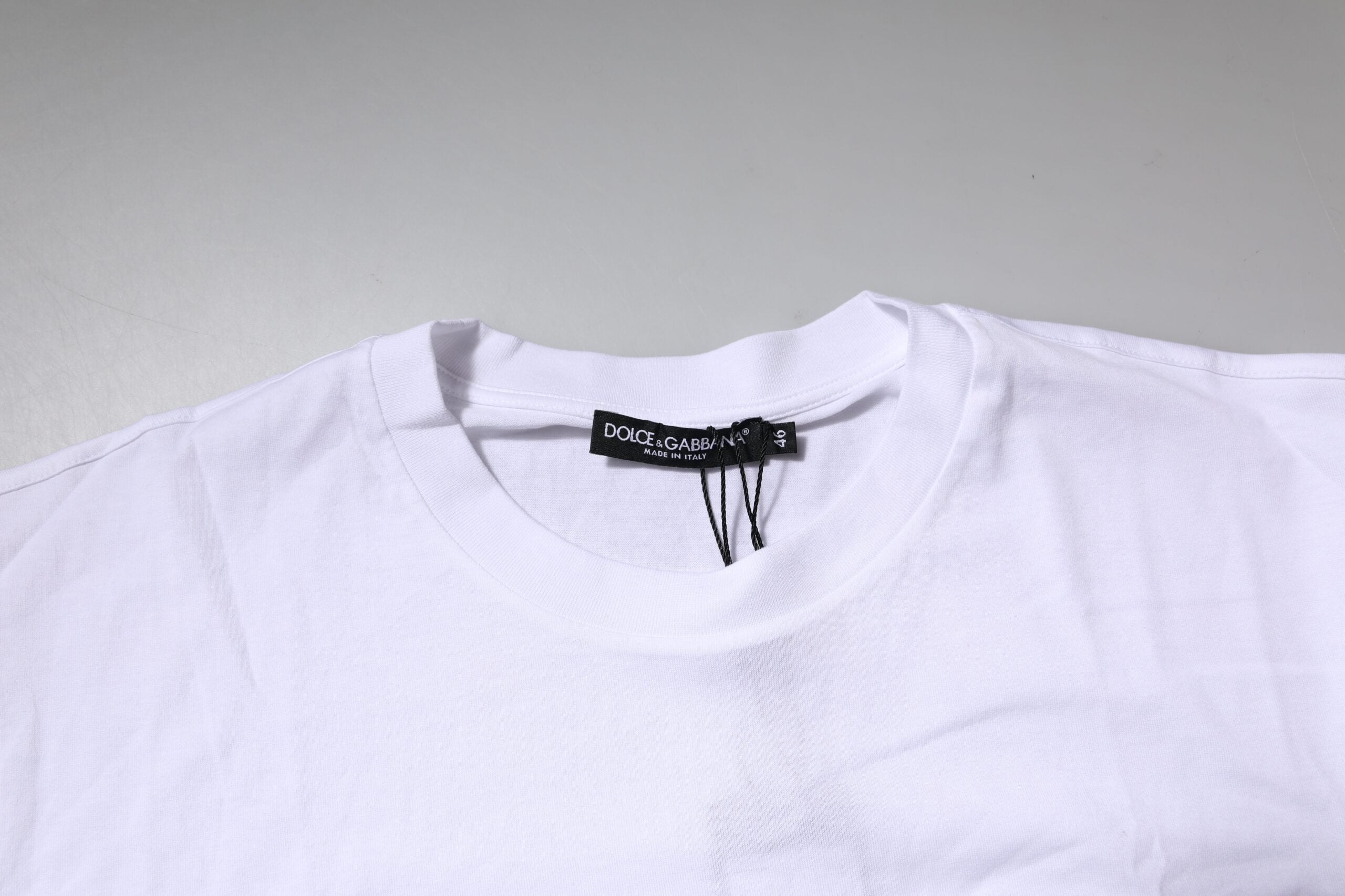 Dolce & Gabbana White Logo Crew Neck Short Sleeves Men's T-shirt (Pre-Owned)