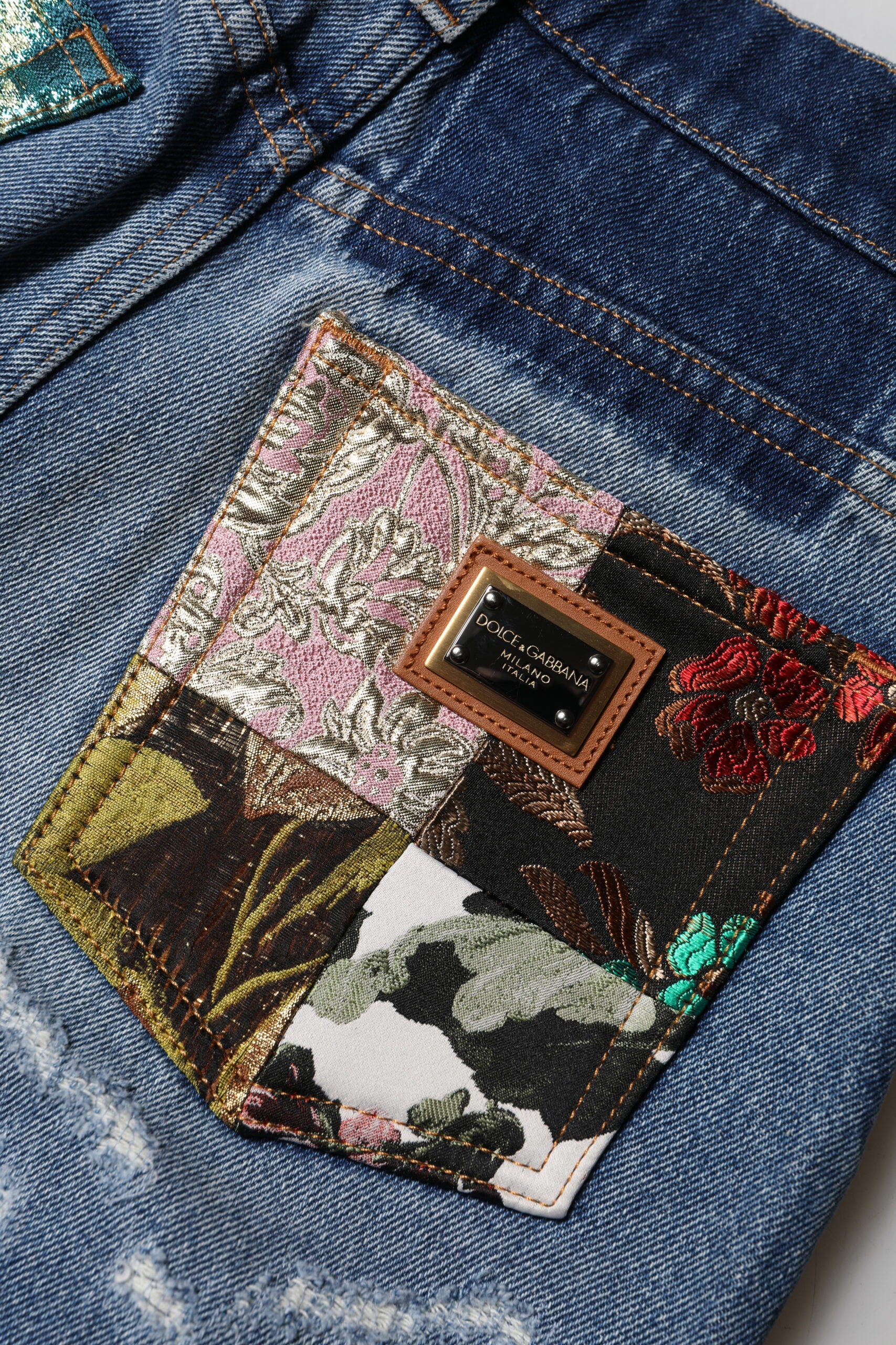 Dolce & Gabbana Blue AMBER Tattered High Waist Denim Women's Jeans