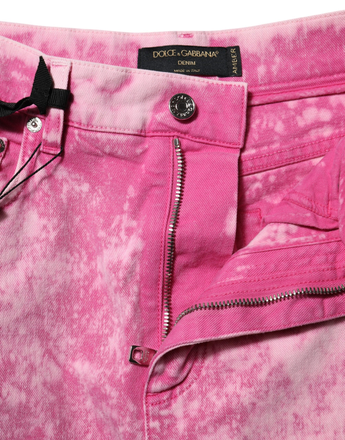 Dolce & Gabbana Pink Tie Dye High Waist Tapered Denim Women's Jeans