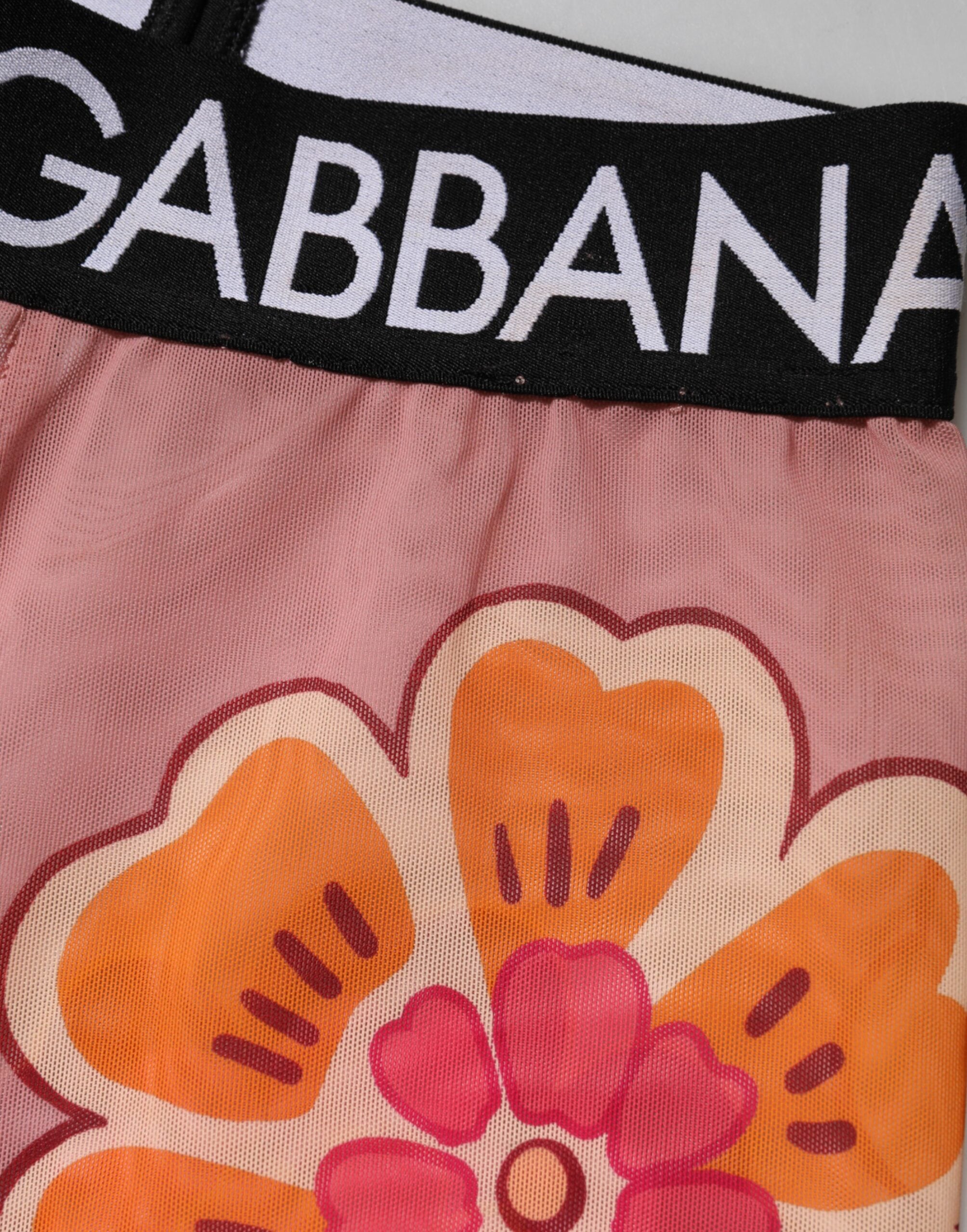 Dolce & Gabbana Pink Floral Leggings Stretch Waist Women's Pants (Pre-Owned)