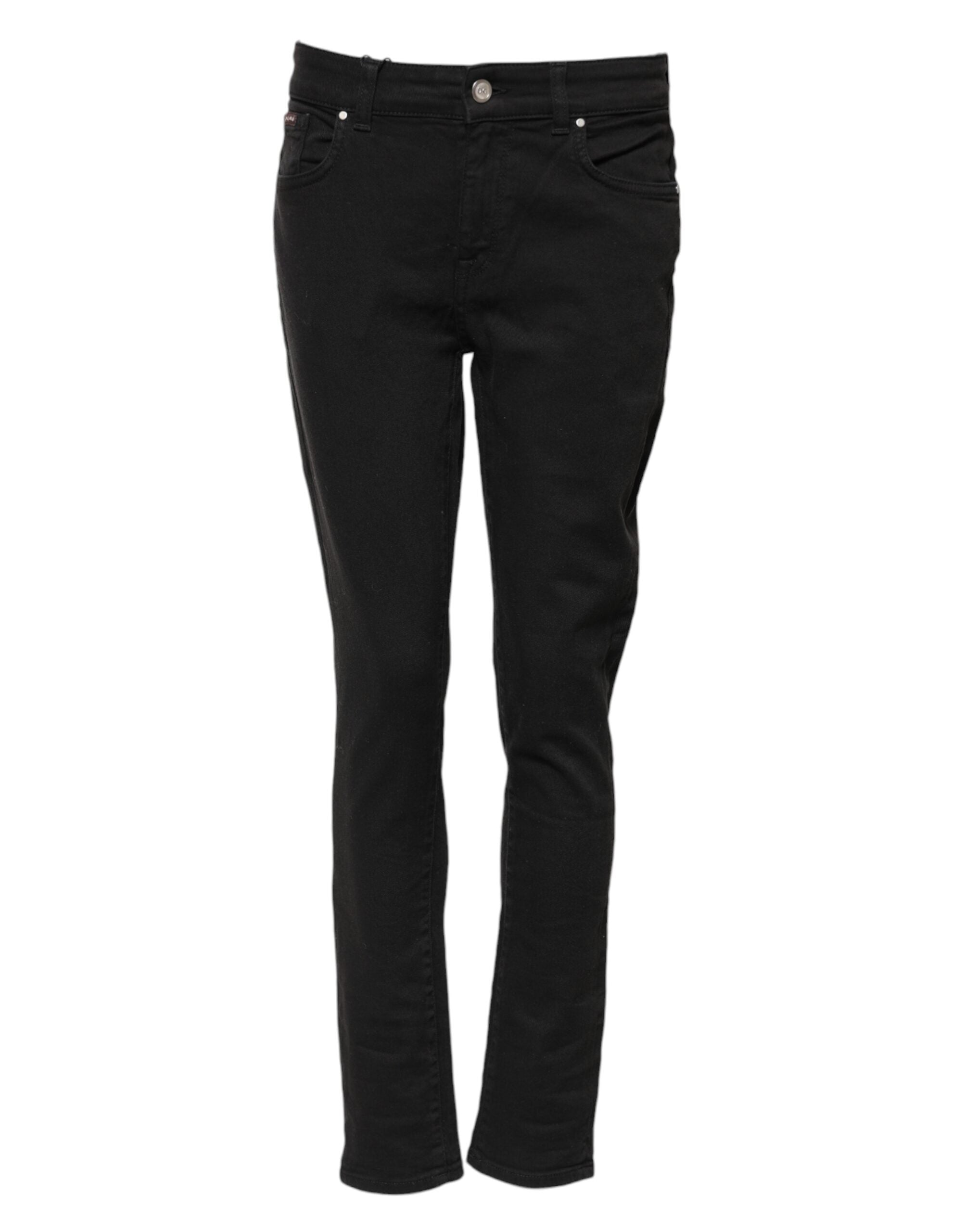 Dolce & Gabbana Black Cotton Skinny Mid Waist Denim Women's Jeans