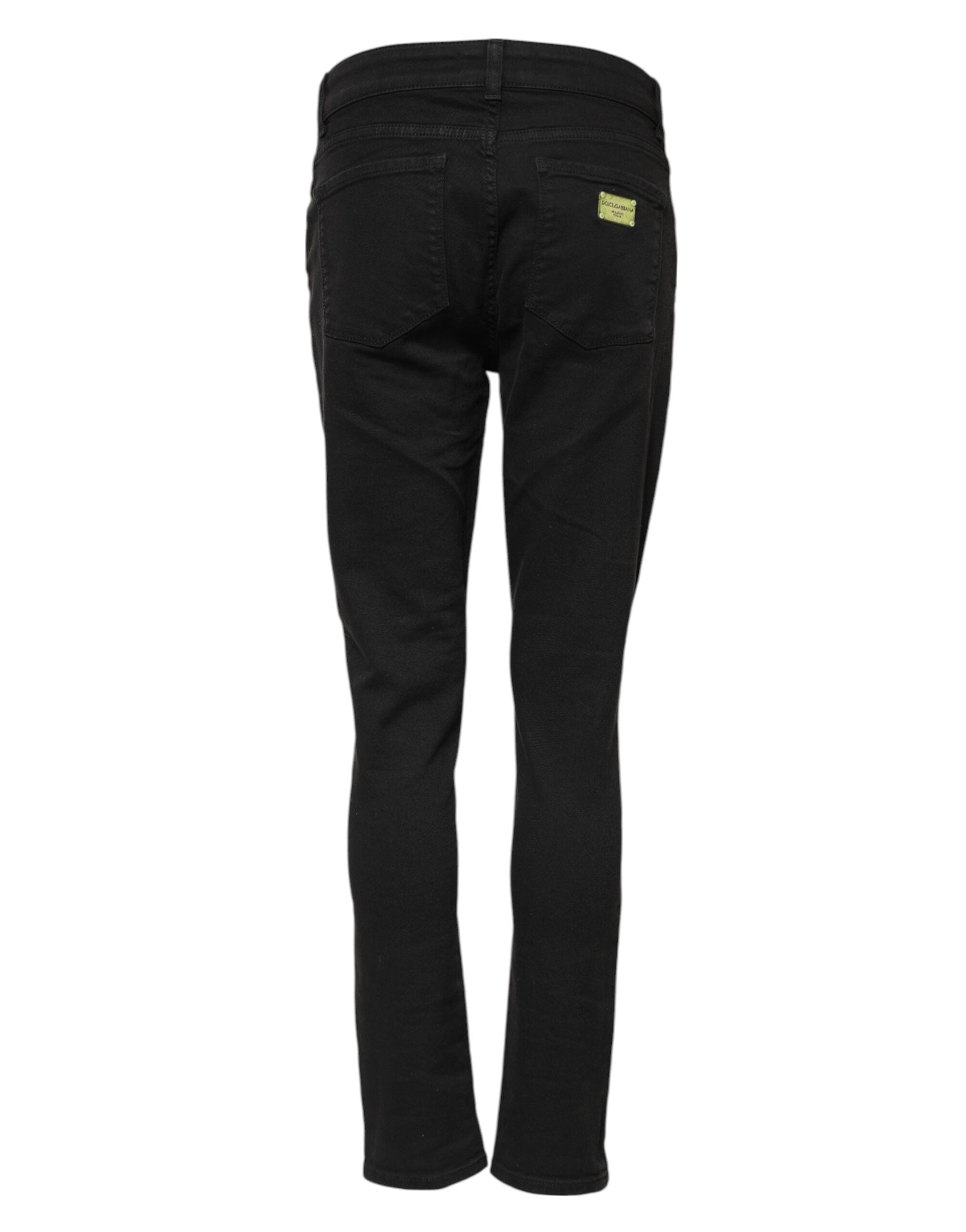 Dolce & Gabbana Black Cotton Skinny Mid Waist Denim Women's Jeans