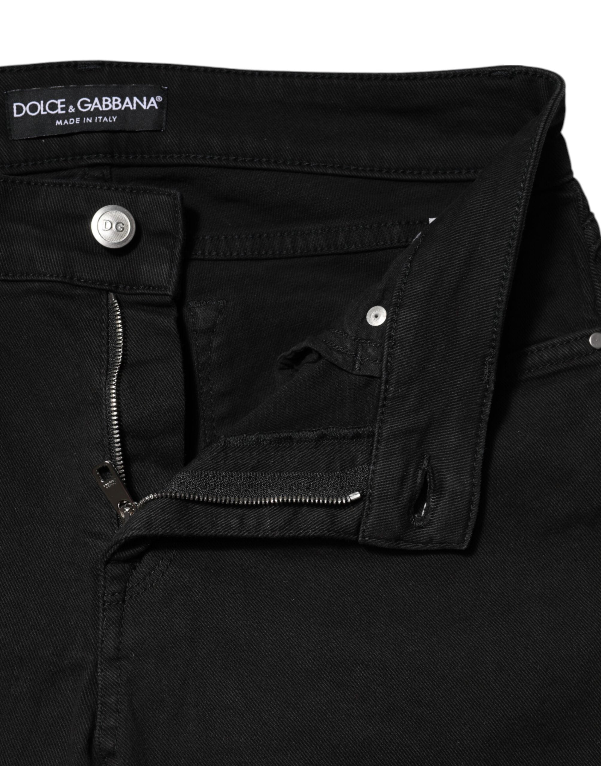Dolce & Gabbana Black Cotton Skinny Mid Waist Denim Women's Jeans
